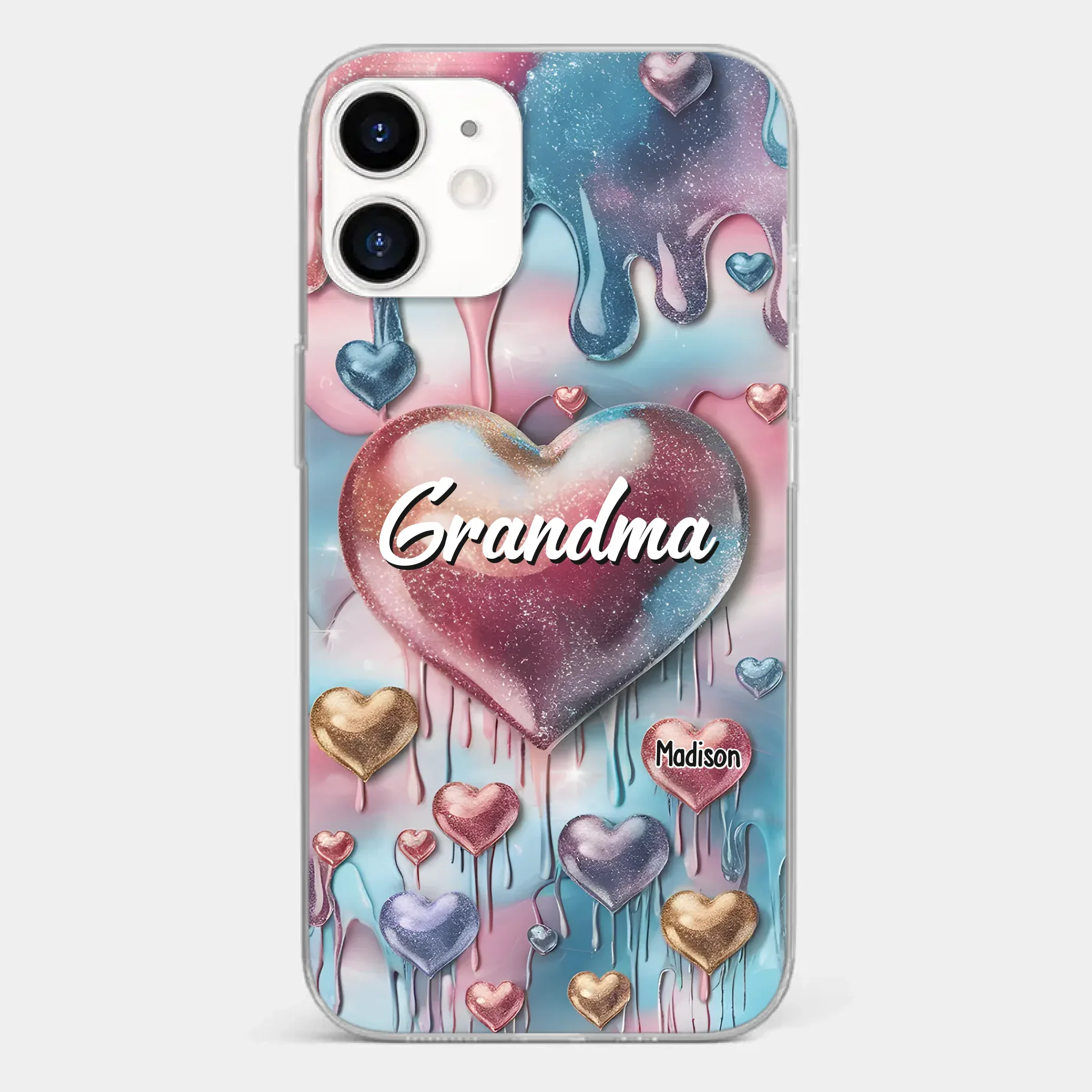 Forever In Grandmother's Heart - Family Personalized Custom 3D Inflated Effect Printed Clear Phone Case - Gift For Mom, Grandma - Robaser
