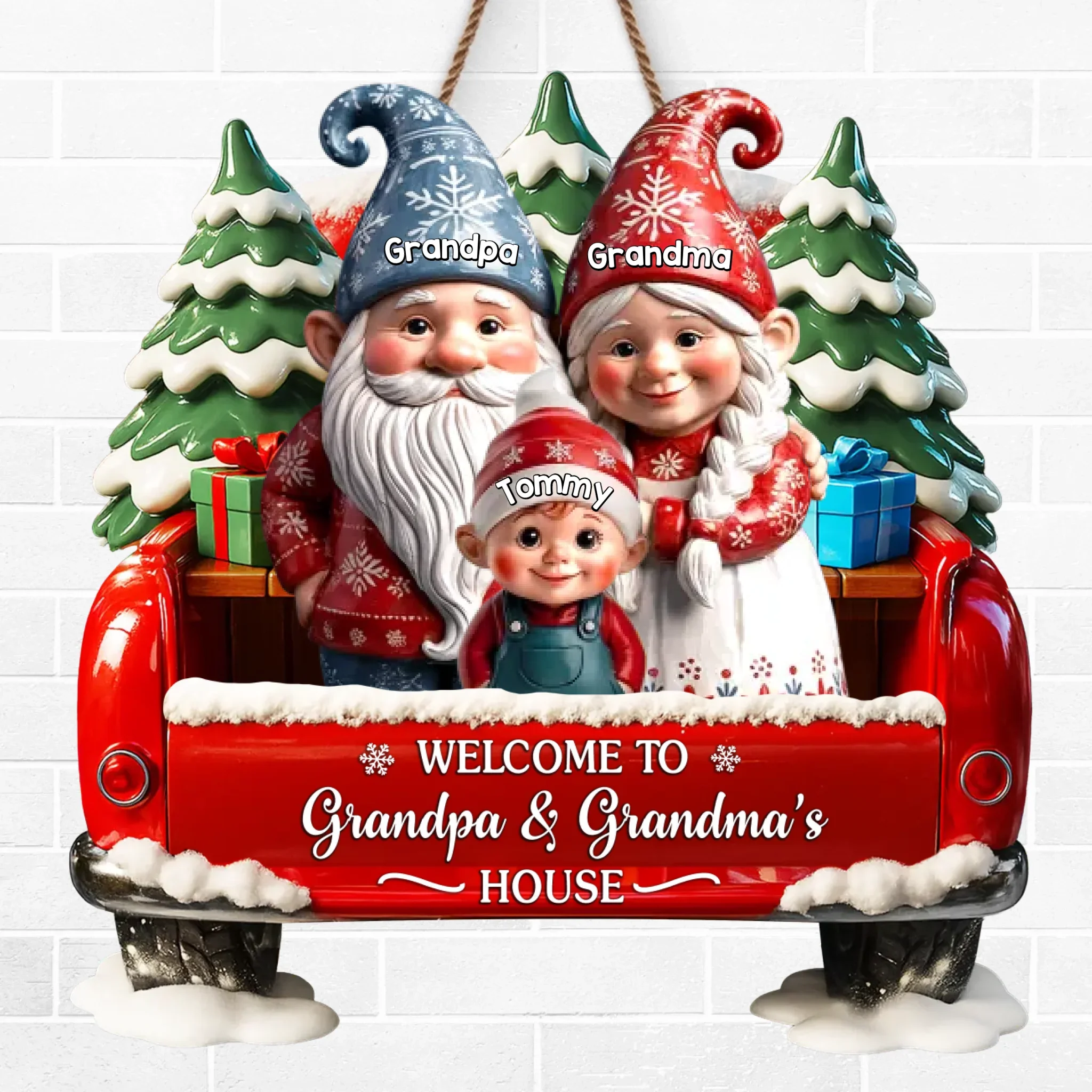 Custom Gnome Wood Sign - Personalized Christmas Birthday Gifts For Grandpa, Grandma - Bless This Home With Laughter - Robaser