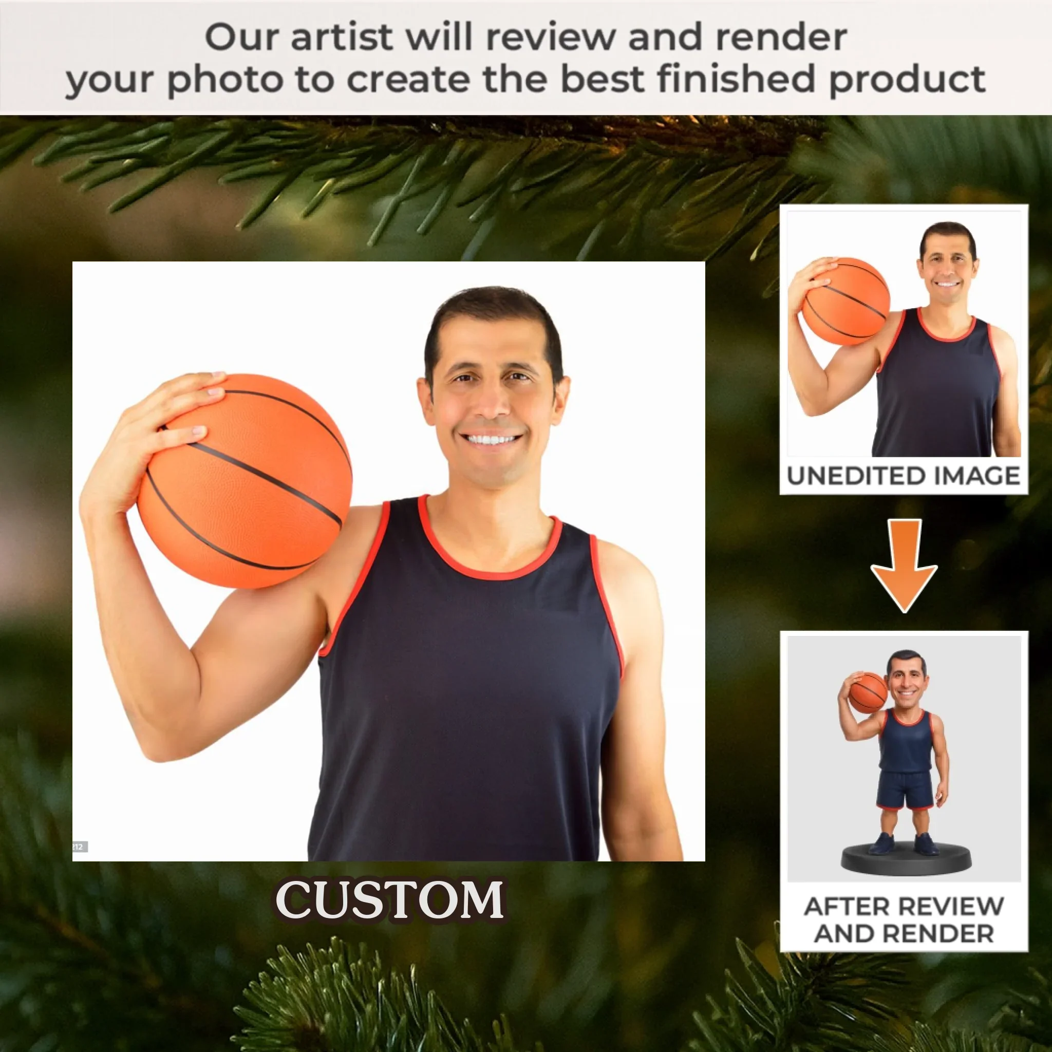 Custom Photo Acrylic Ornament - Personalized Christmas Birthday Sport Gifts For Sports Lovers - Court Conqueror - Robaser