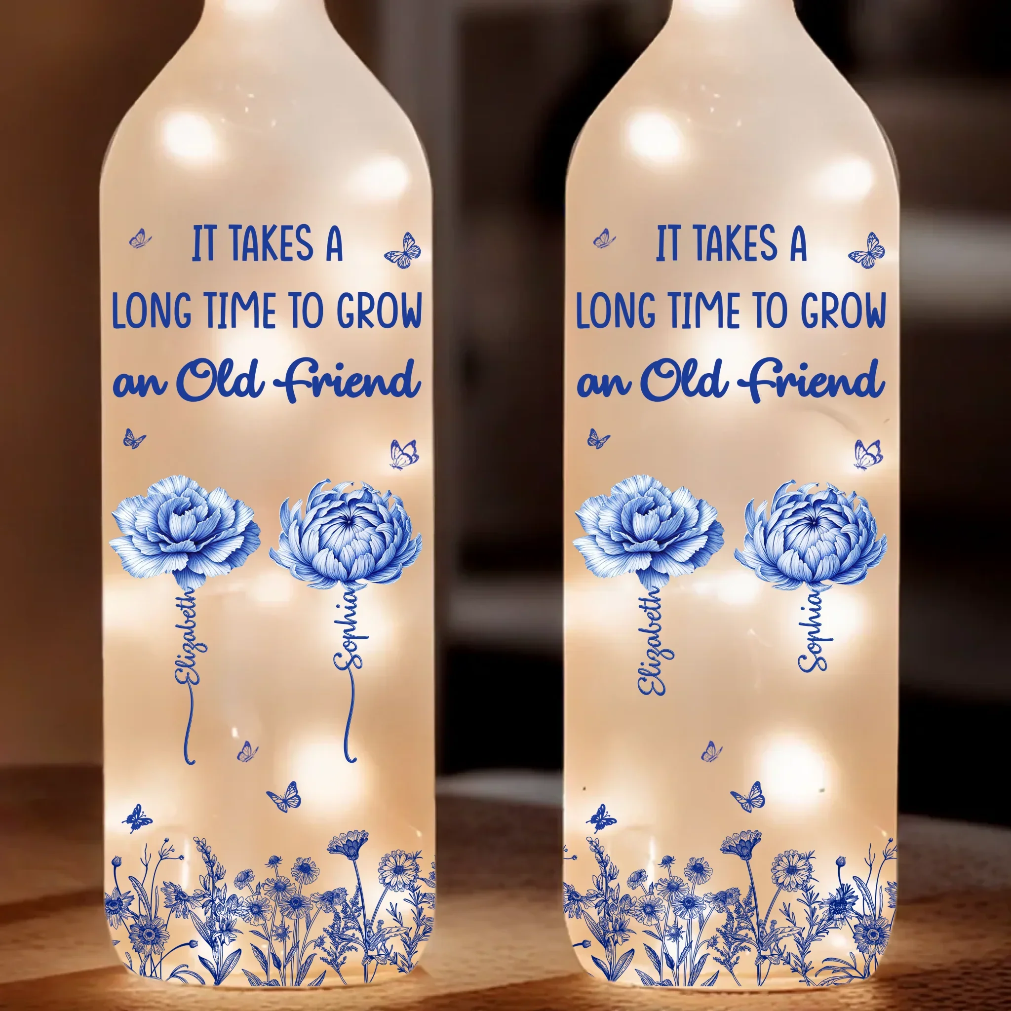 Custom Bottle Lamp - Personalized Best Friend Birthday Gifts For Women - A True Friend Is A Treasure - Robaser
