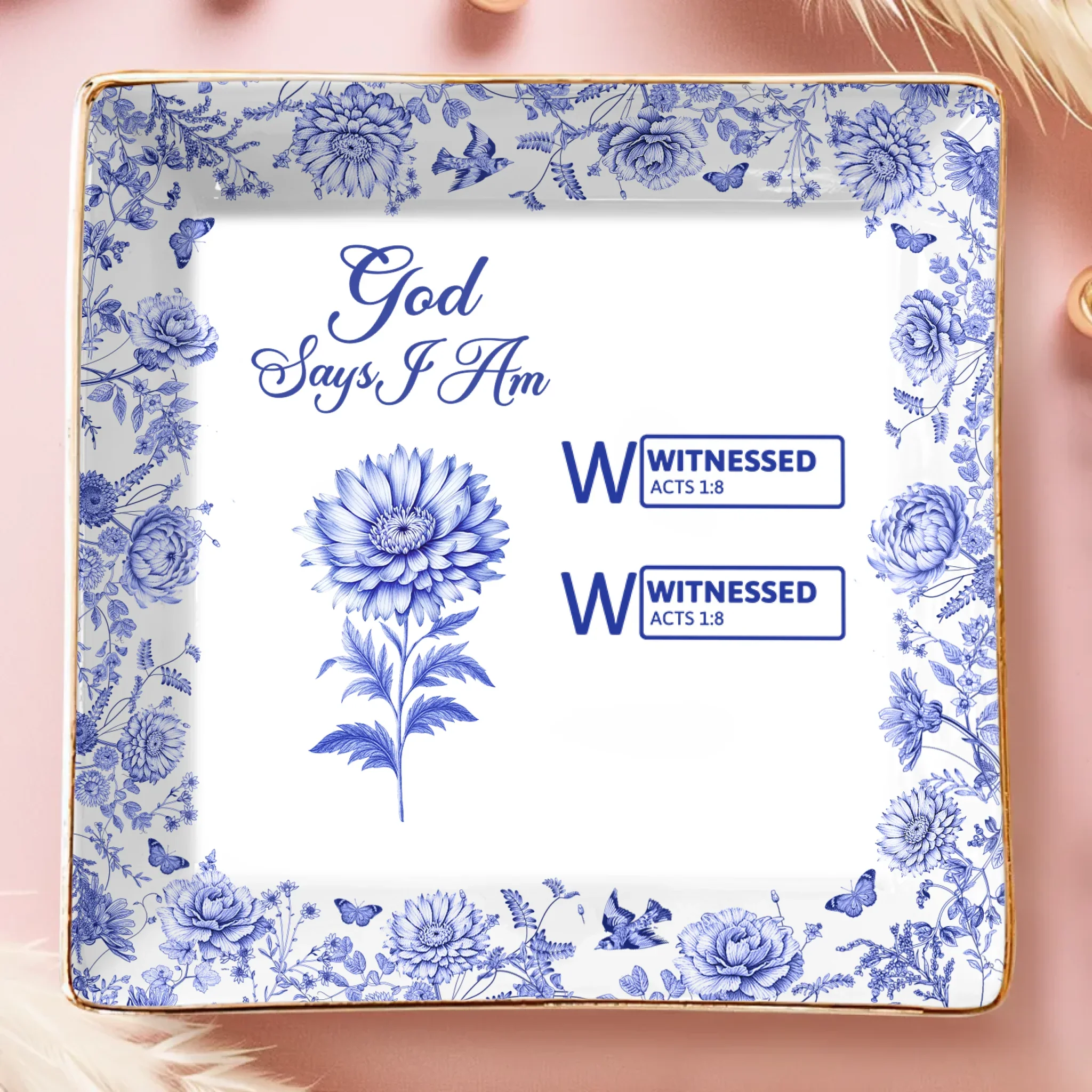 Custom Full-Print Jewelry Dish - Personalized Best Friend Birthday Gifts For Women, Besties, Sisters, BFF  - Blessed And Loved - Robaser