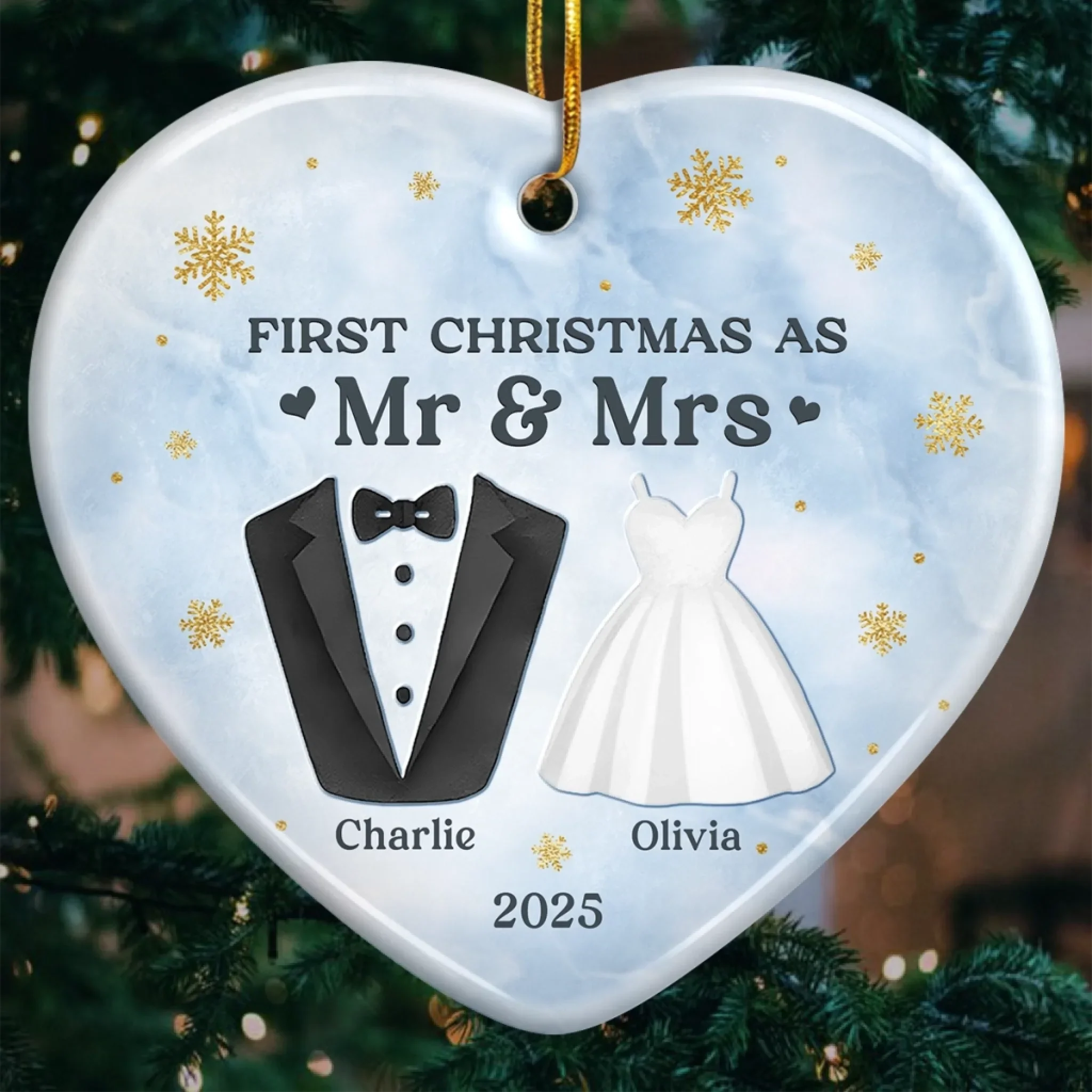 Custom Ceramic Ornament - Personalized Anniversary Christmas Wedding Gifts For Husband And Wife, Him And Her - Our First Chapter As One - Robaser
