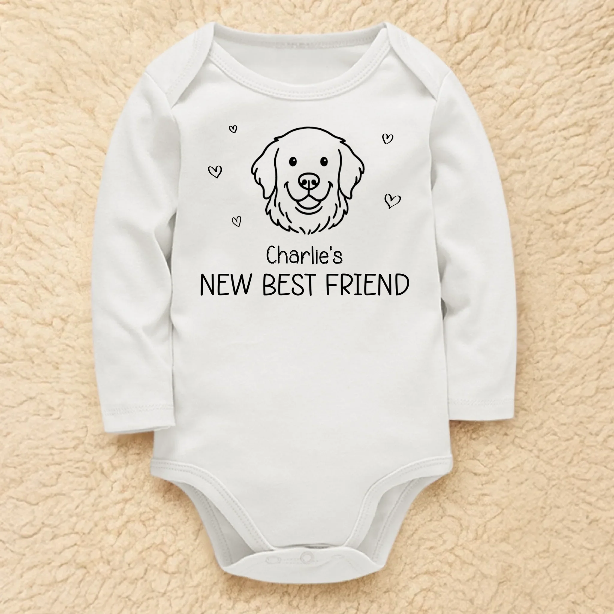 Custom Long Sleeve Baby Onesie - Personalized Baby Shower, Gender Reveal Gifts For New Moms, New Dads, New Parents, Dog Dad And Mom - Tiny Hands Endless Dreams - Robaser
