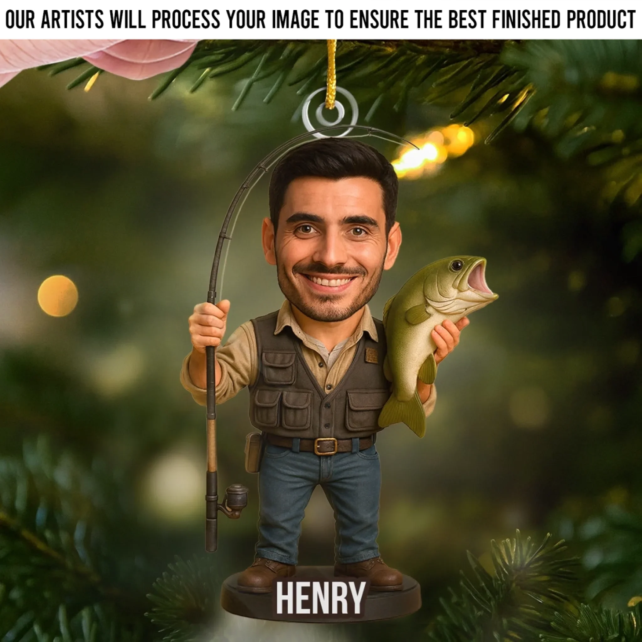 Custom Photo Acrylic Ornament - Personalized Christmas Birthday Fishing Gifts For Fisherman - Reel Legend - Robaser