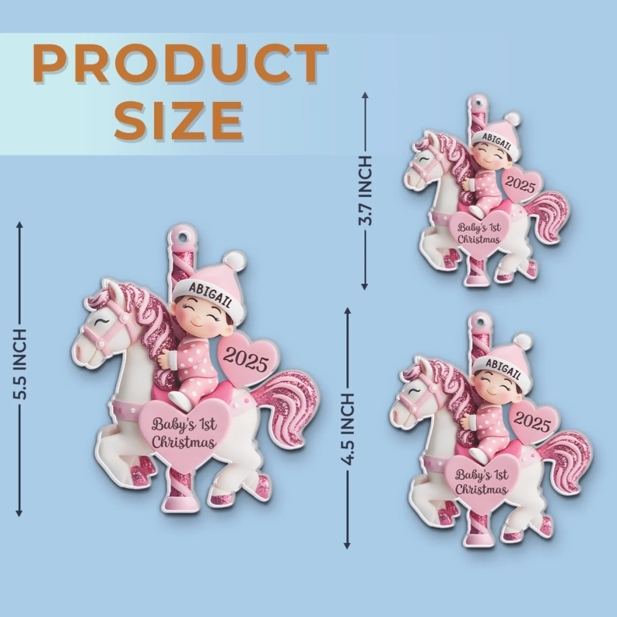 Custom Acrylic Ornament - Personalized Christmas Baby Shower, Gender Reveal Gifts For New Moms, New Dads, New Parents - Love At First Sleigh - Robaser