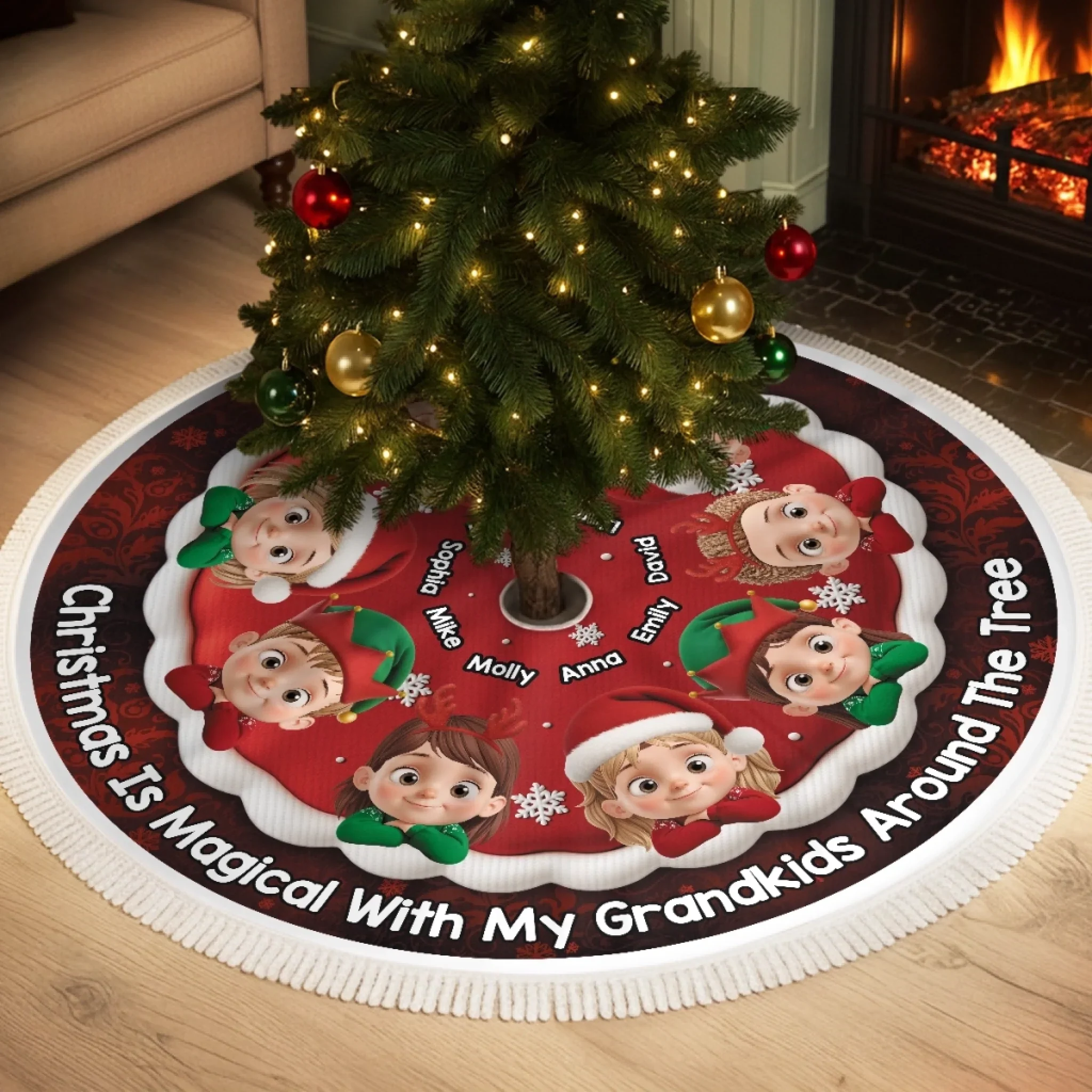 Custom Tree Skirt - Personalized Christmas Birthday Gifts For Grandma, Grandpa, Grandparents - Together We Make Christmas Bright - Robaser