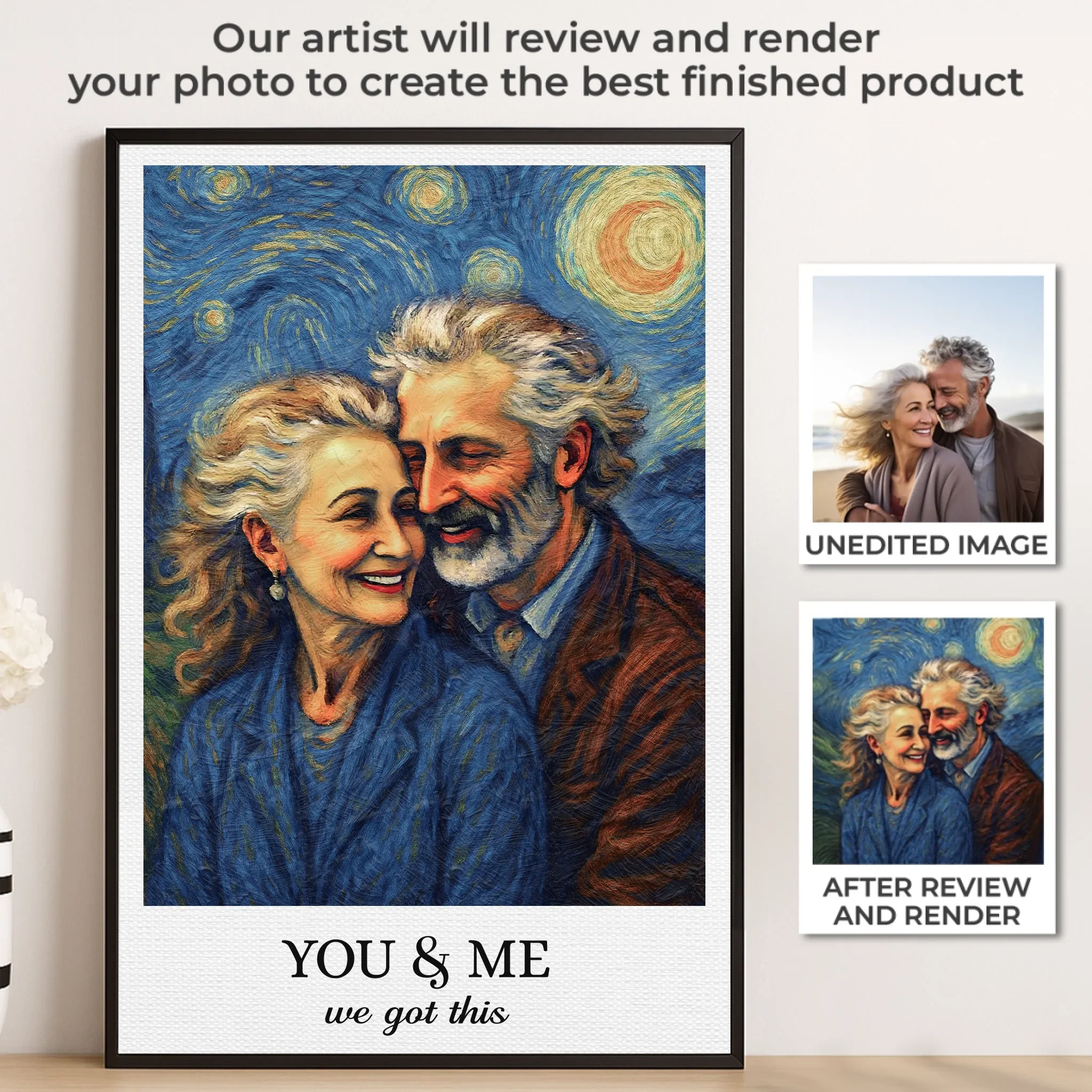 Custom Photo Vertical Poster - Personalized Anniversary Wedding Gifts For Husband And Wife, Him And Her - Vintage Love, Endless Joy - Robaser