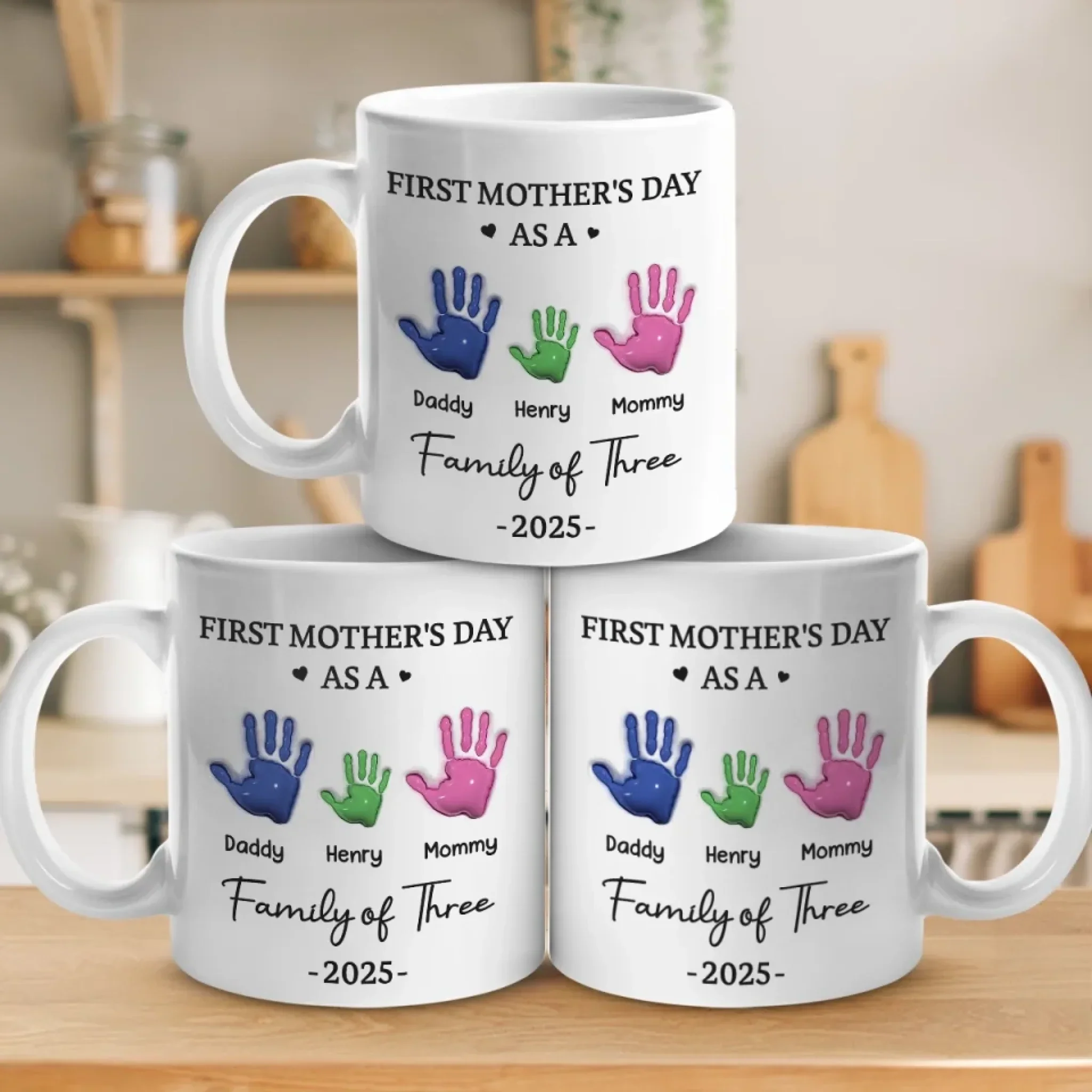 Our First Mother  s Day - Family Personalized Custom 3D Inflated Effect Printed Mug - Mother's Day, Baby Shower Gift, Gift For First Mom - Robaser