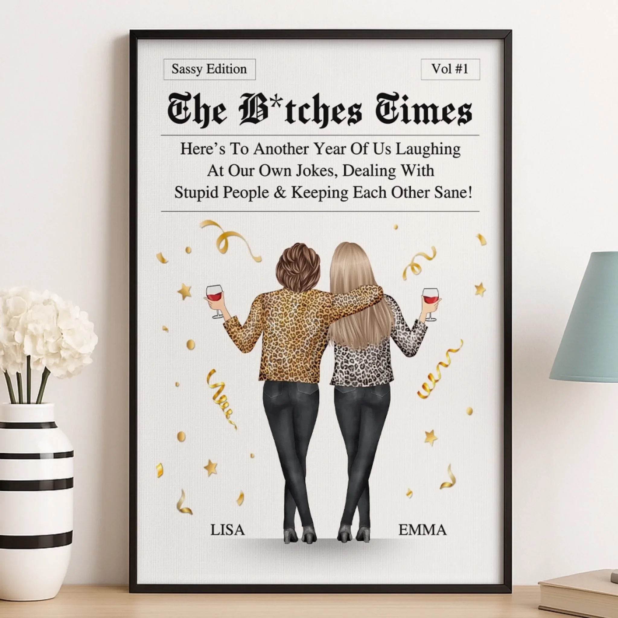 Custom Vertical Poster - Personalized Best Friend Birthday Gifts For Women, Besties, Sisters, BFF - The Besties Times - Robaser