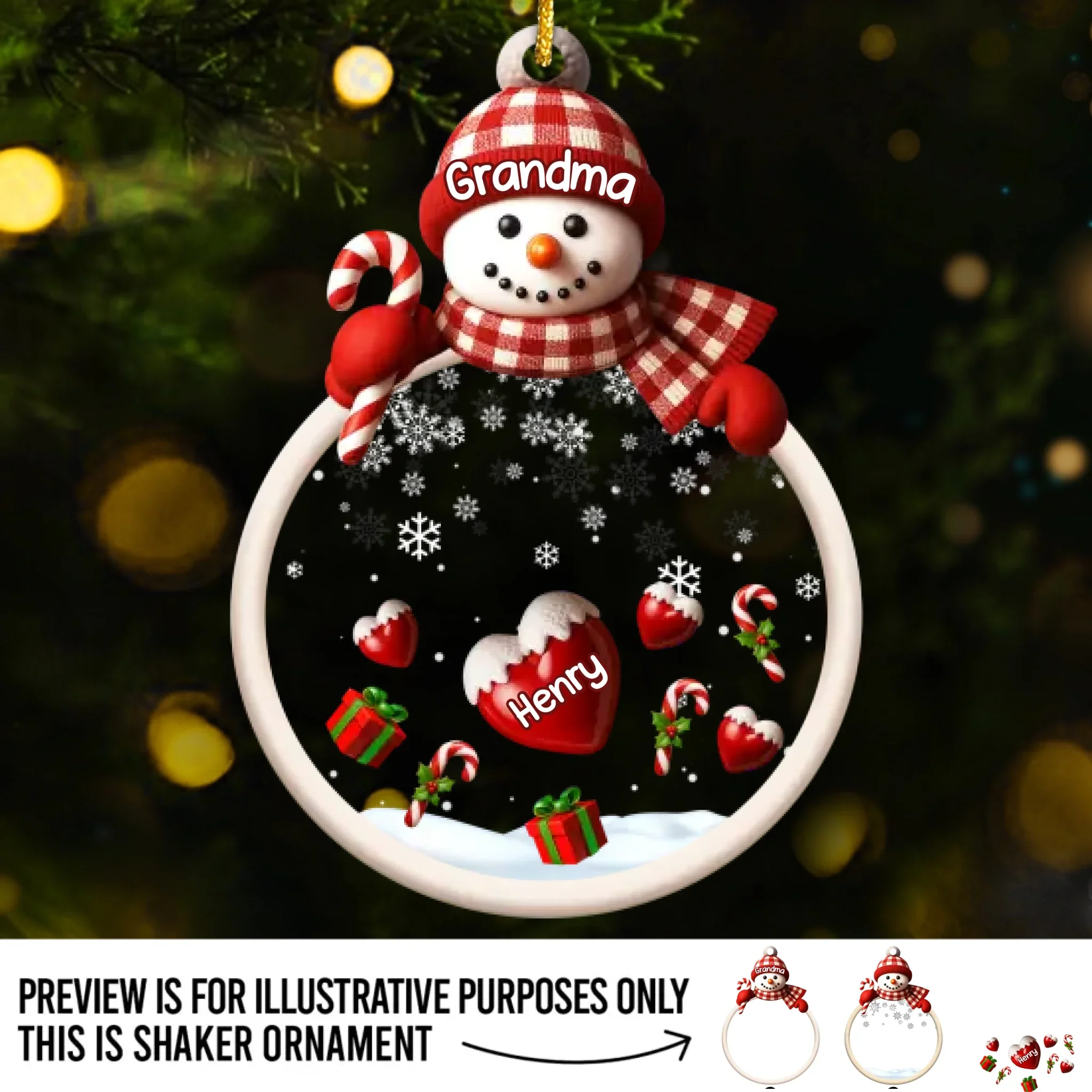 Custom Snowman 3 Layers Shaker Ornament - Personalized Christmas Birthday Gifts For Mom, Grandma - Cold Outside Warm Hearts - Robaser