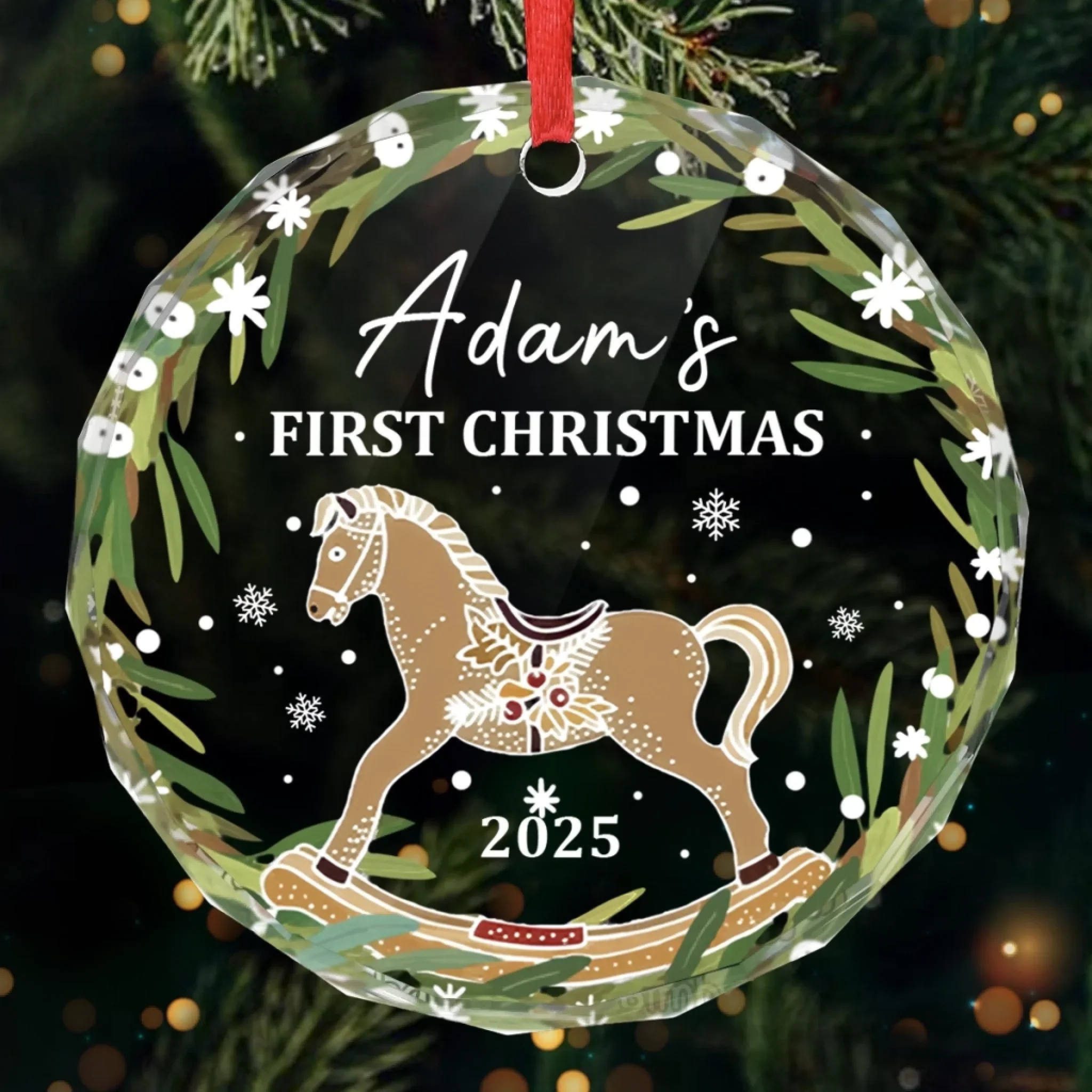 Custom Baby First Christmas Glass Ornament - Personalized Christmas Baby Shower, Gifts For New Moms, New Dads, New Parents - New Joy This Christmas - Robaser