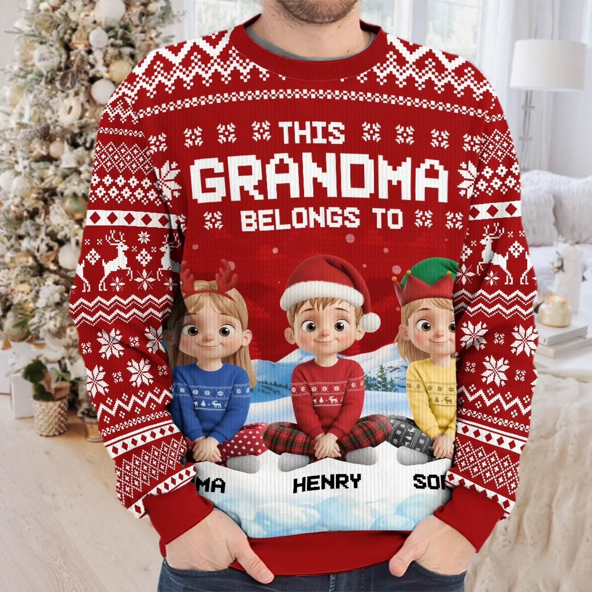 Custom Unisex Ugly Sweatshirt - Personalized Christmas Birthday Gifts For Mom, Grandma - Joyful Hearts Gather This Christmas - Robaser