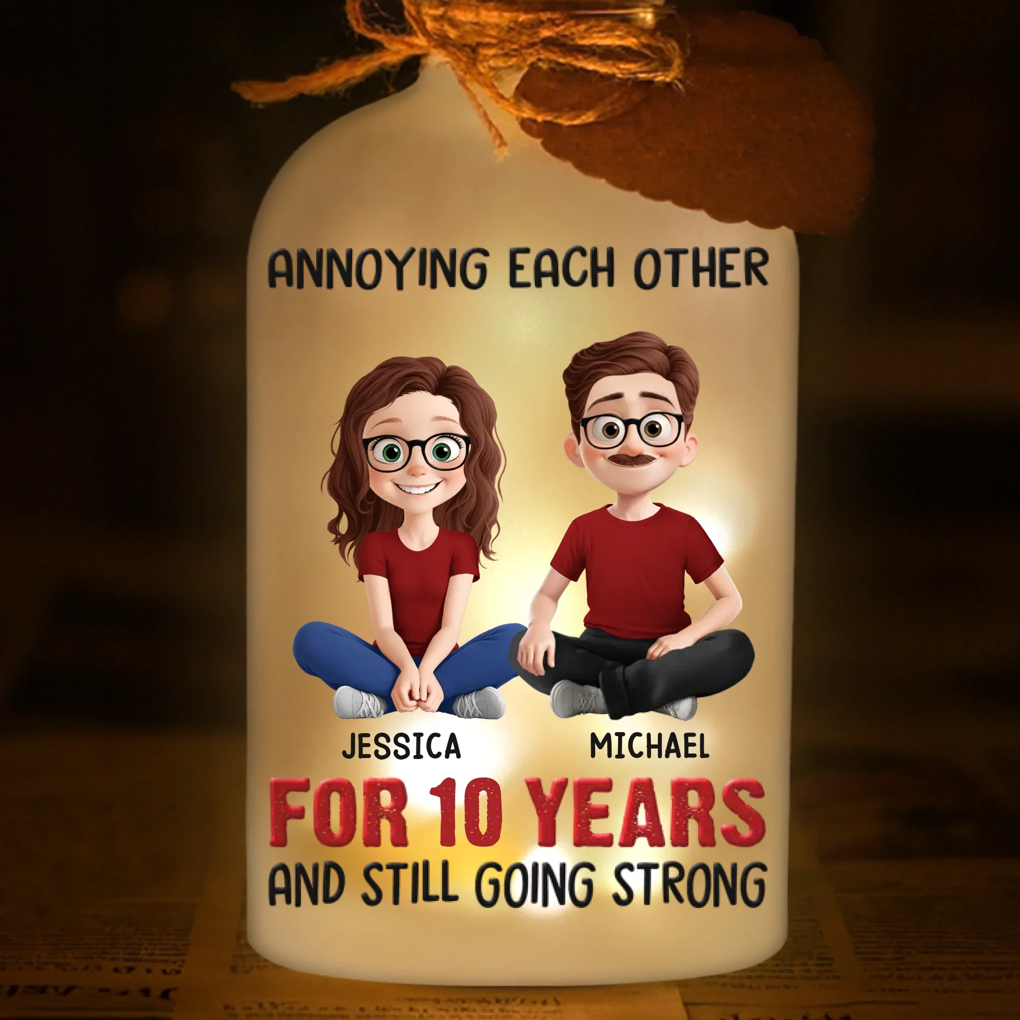 Custom Glass Bottle LED Light - Personalized Anniversary Wedding Gifts For Husband And Wife, Him And Her - Two Weirdos, One Love Story - Robaser