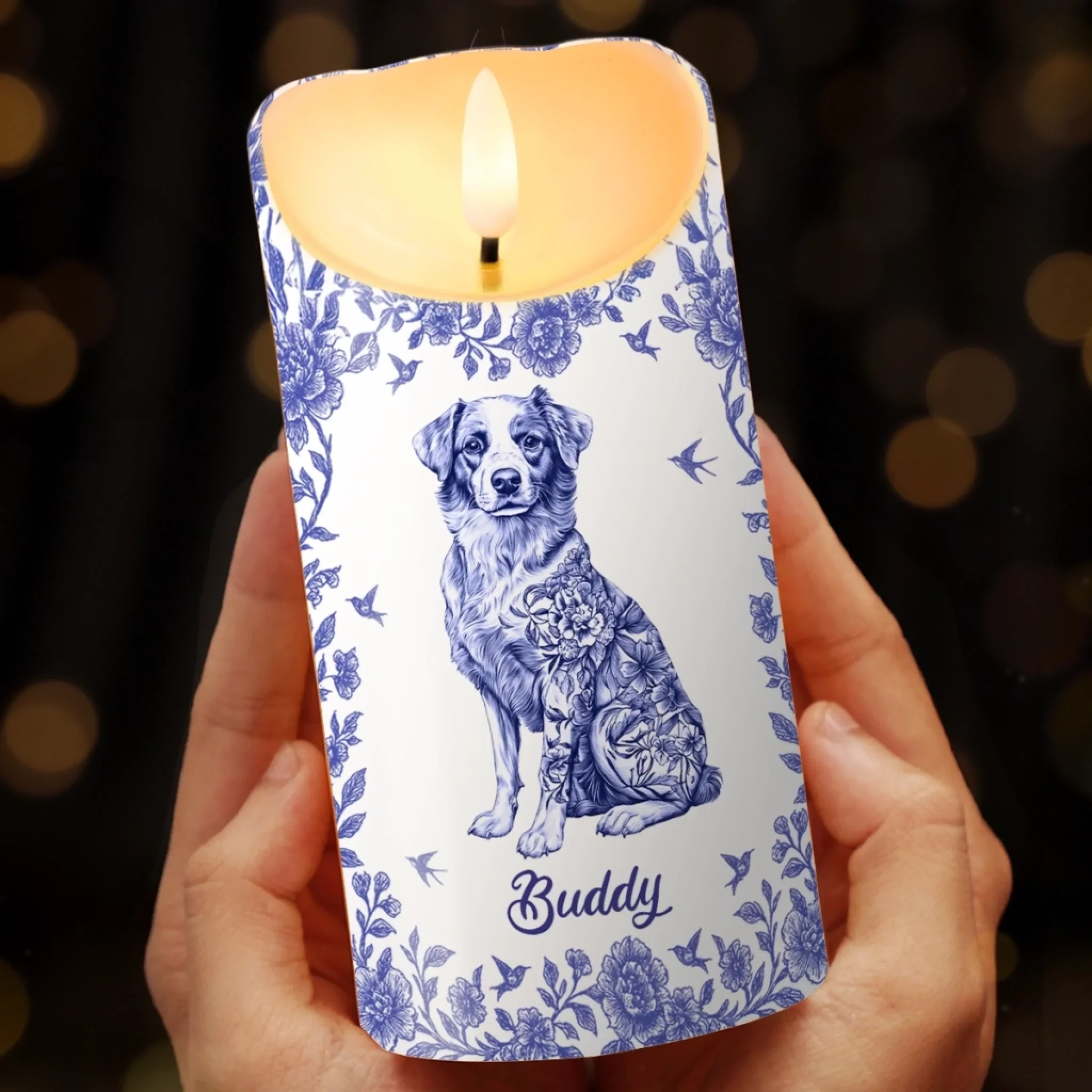 Custom LED Candle - Personalized Birthday Gifts For Dog Lovers, Dog Dad And Mom - Your Furry Friend Shines - Robaser