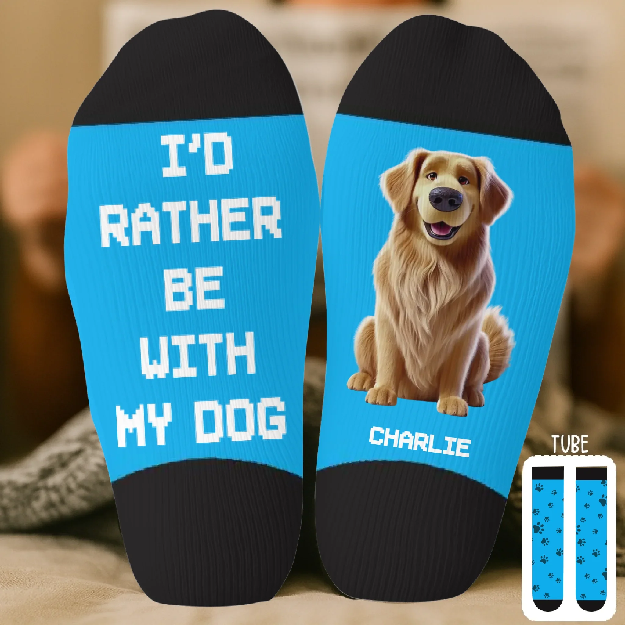 Custom Crew Socks - Personalized Birthday Gifts For Dog Lovers, Dog Dad And Mom - Chillin   With My Fur Buddy - Robaser