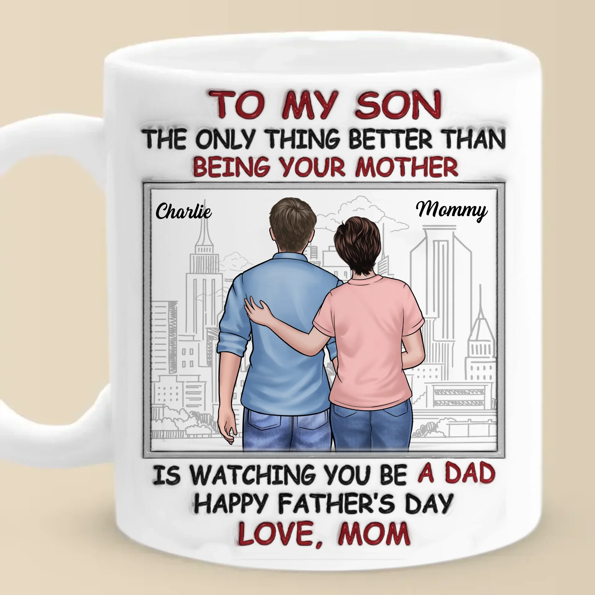 Best Son Best Dad - Family Personalized Custom 3D Inflated Effect Printed Mug - Father's Day, Gift For Son - Robaser