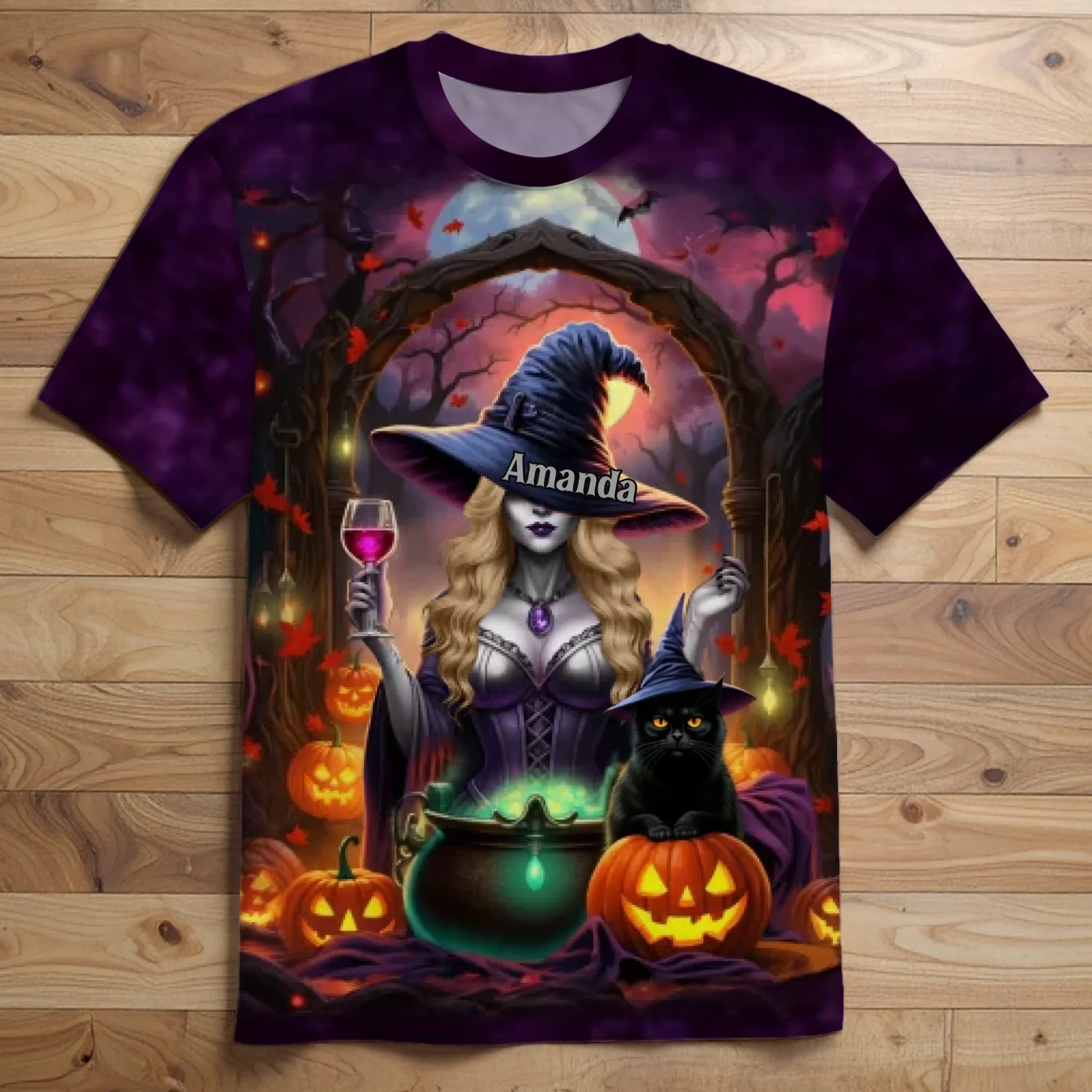 Custom Unisex T-shirt - Personalized Halloween Witchy Gifts For Besties, Sisters, BFF, Family, Yourself - Living Free With A Spellbound Heart - Robaser