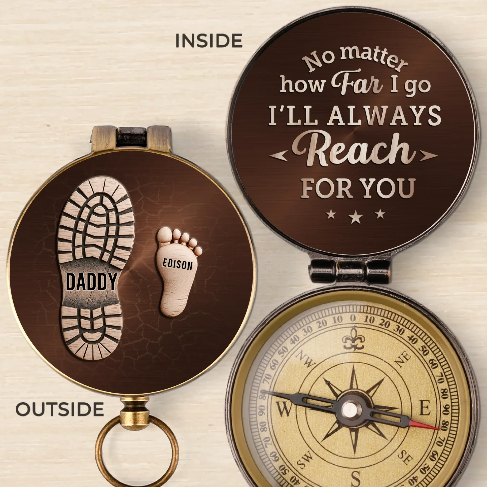 Our Journey Starts With You - Family Personalized Custom Compass - Father's Day, Gift For Dad, Grandpa - Robaser