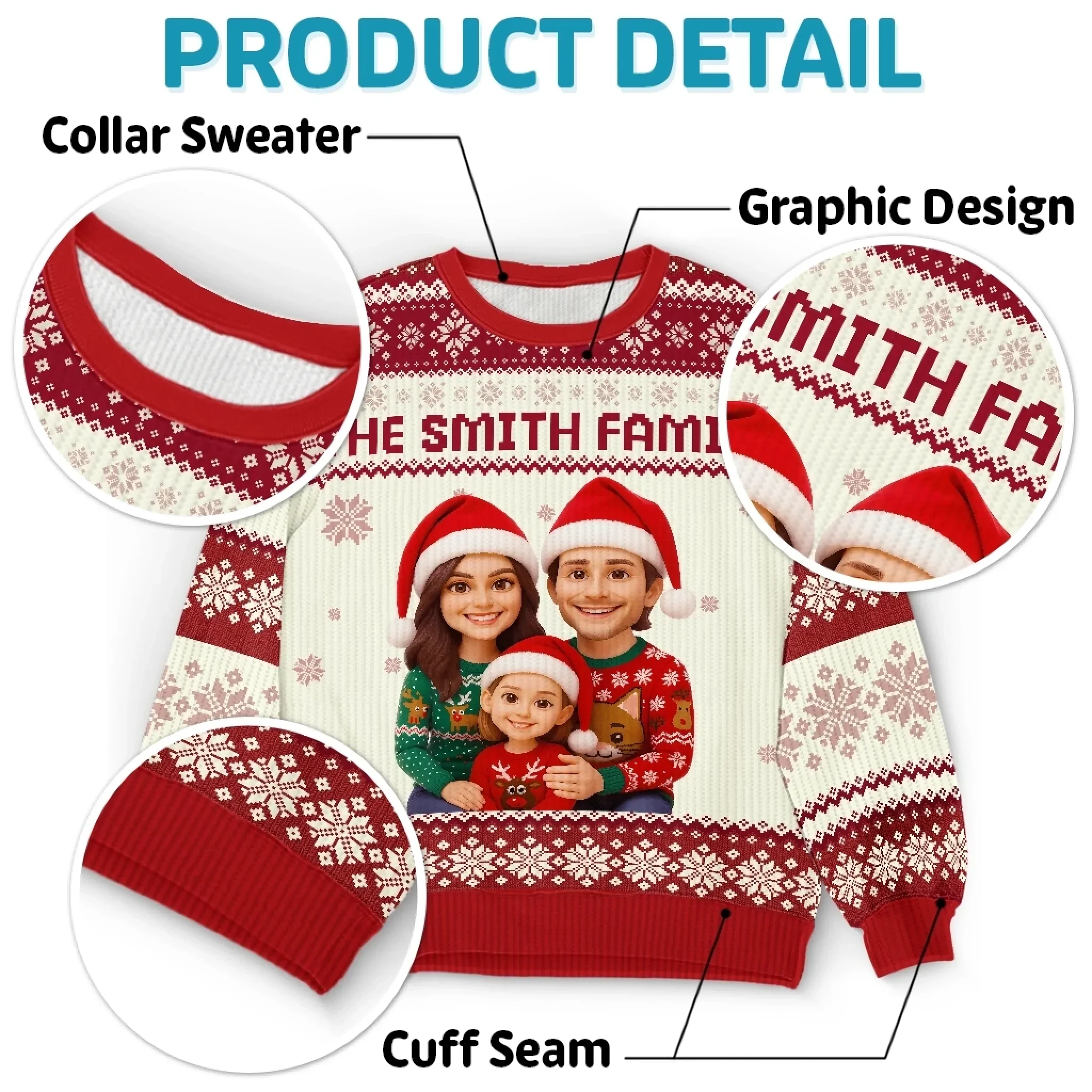 Custom Photo Unisex Ugly Sweatshirt - Personalized  Christmas Birthday Gifts For Mom, Dad, Brother, Sister, Kids - All Wrapped Up In Love - Robaser