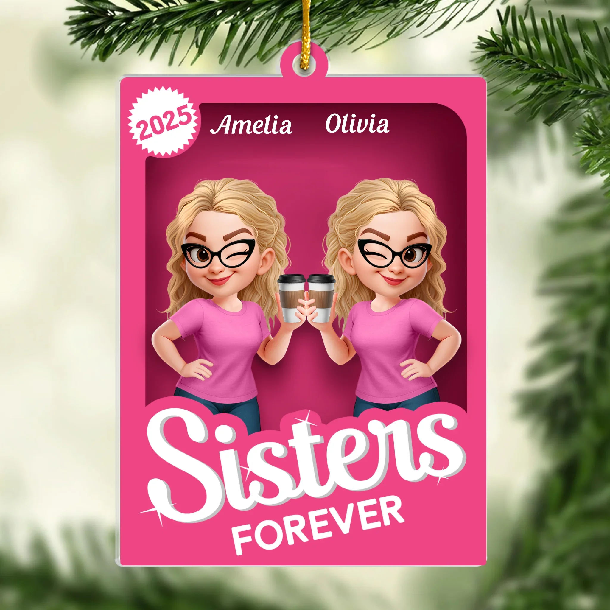 Custom Acrylic Ornament - Personalized Best Friend Birthday Gifts For Women - Sisters Forever - Robaser
