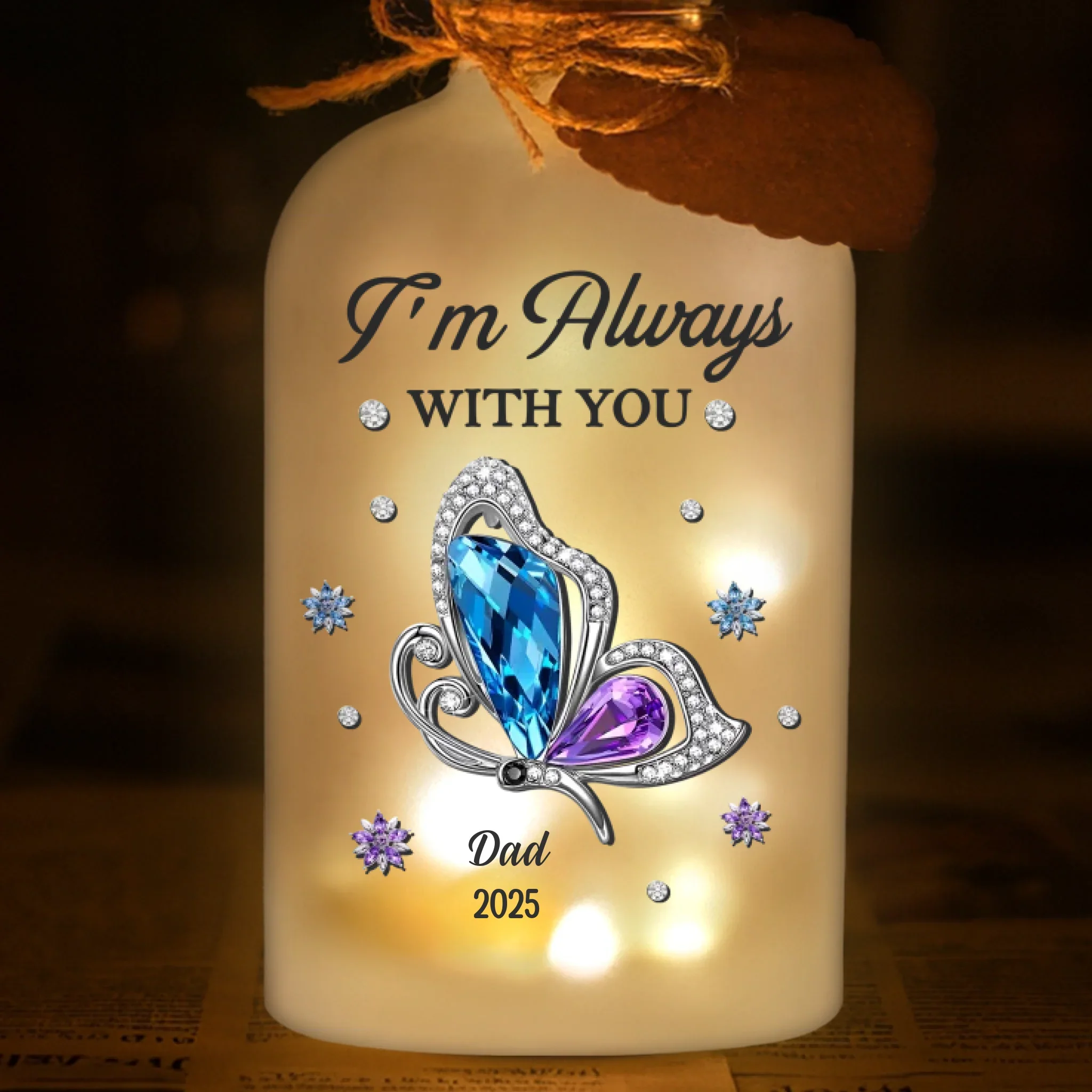 Custom Cardinal Glass Bottle LED Light - Personalized Christmas Memorial Sympathy Gifts For Loss Of Mom, Dad - Always Remembered Always Loved - Robaser
