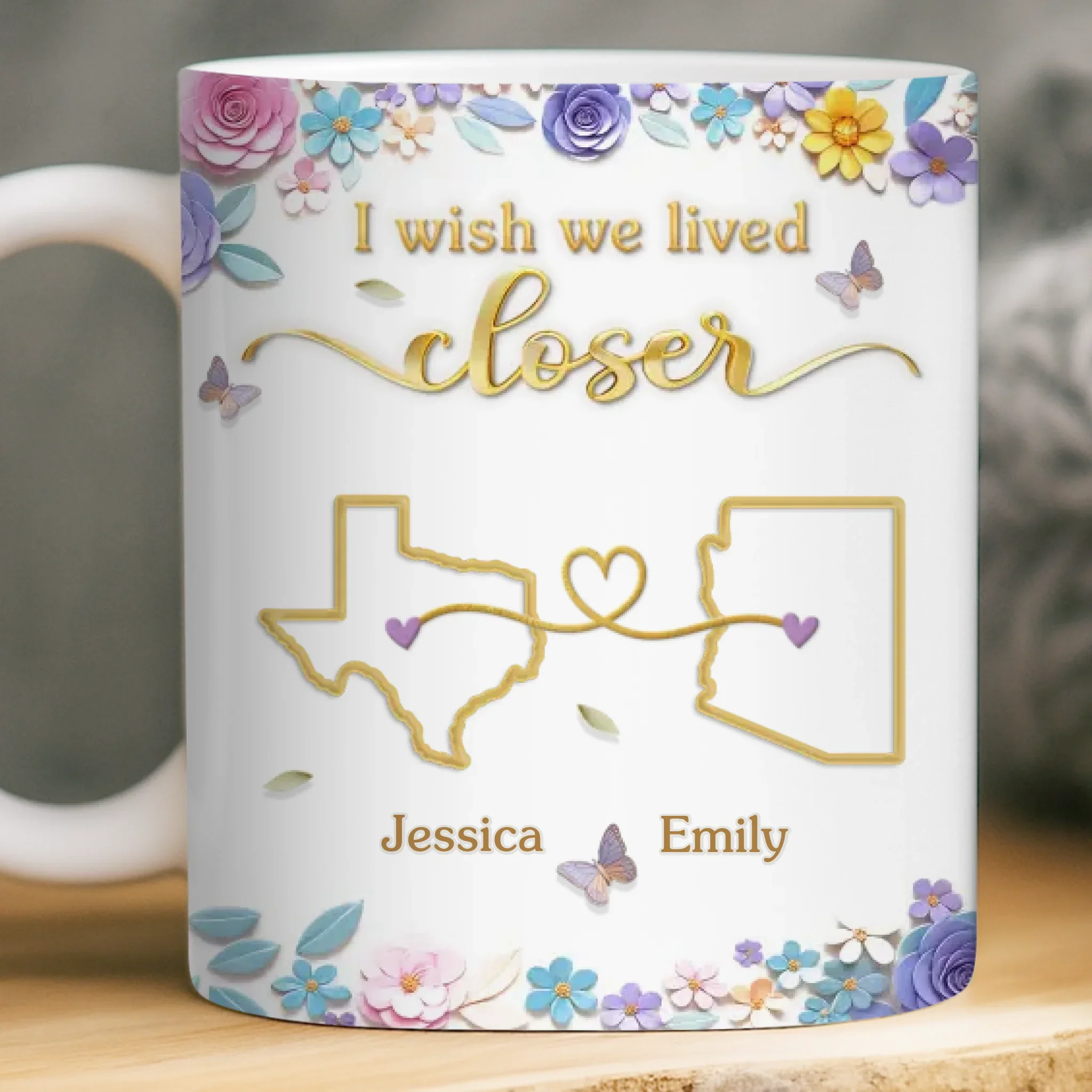 Custom Long Distance Mug - Personalized Best Friend Birthday Gifts For Women, Besties, Sisters, BFF - Different Places Same Bond - Robaser