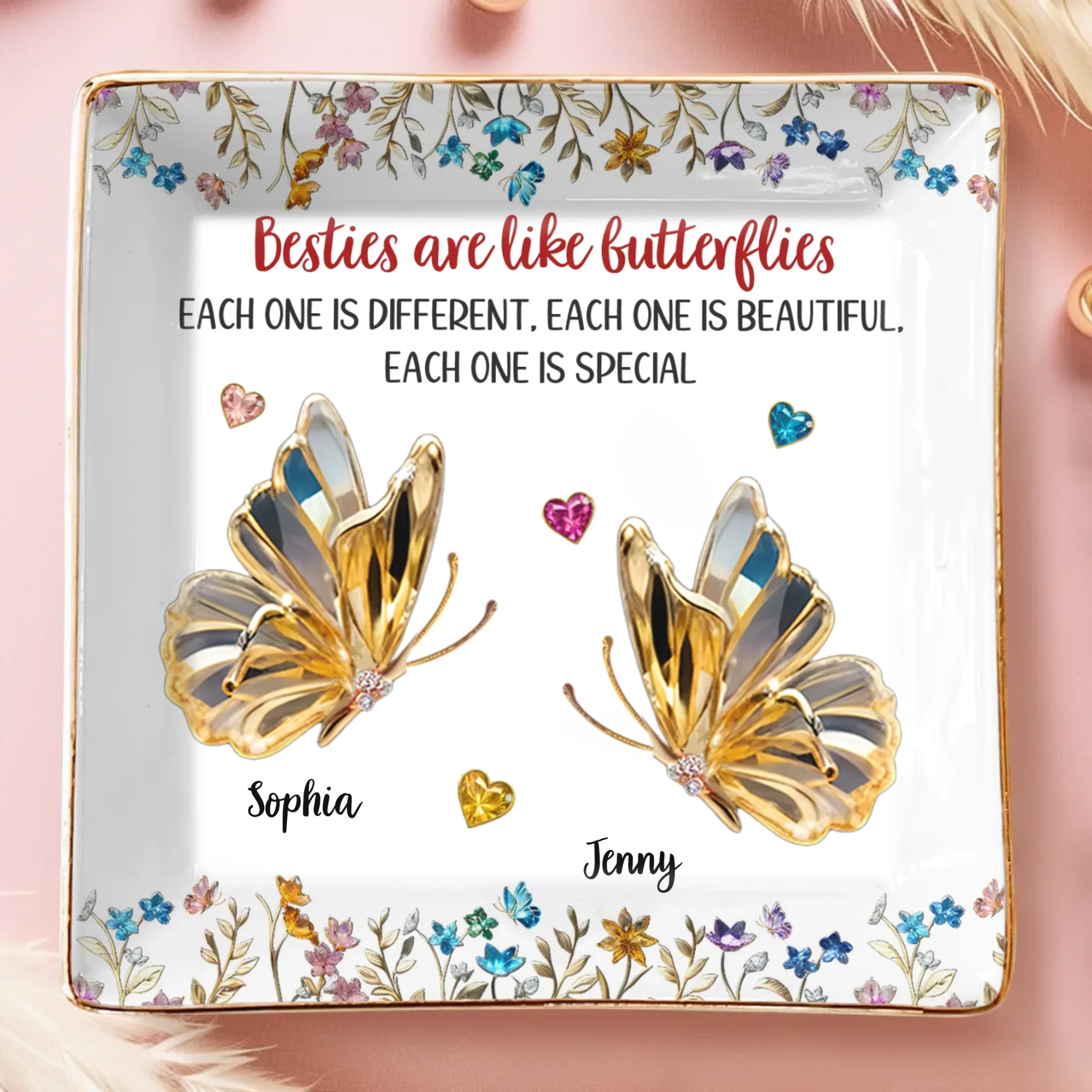 Custom Full-Print Jewelry Dish - Personalized Best Friend Birthday Gifts For Women, Besties, Sisters, BFF  - Shared Secrets Forever - Robaser
