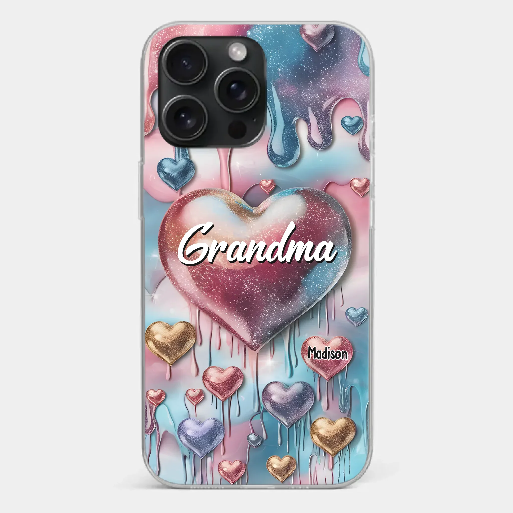 Forever In Grandmother's Heart - Family Personalized Custom 3D Inflated Effect Printed Clear Phone Case - Gift For Mom, Grandma - Robaser