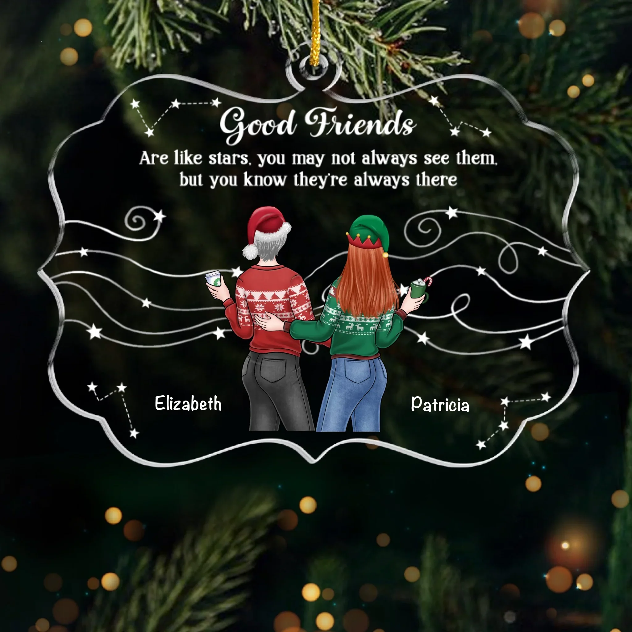 Custom Acrylic Ornament - Personalized Best Friend Christmas Birthday Gifts For Women, Besties, Sisters, BFF - A Journey Without An End - Robaser