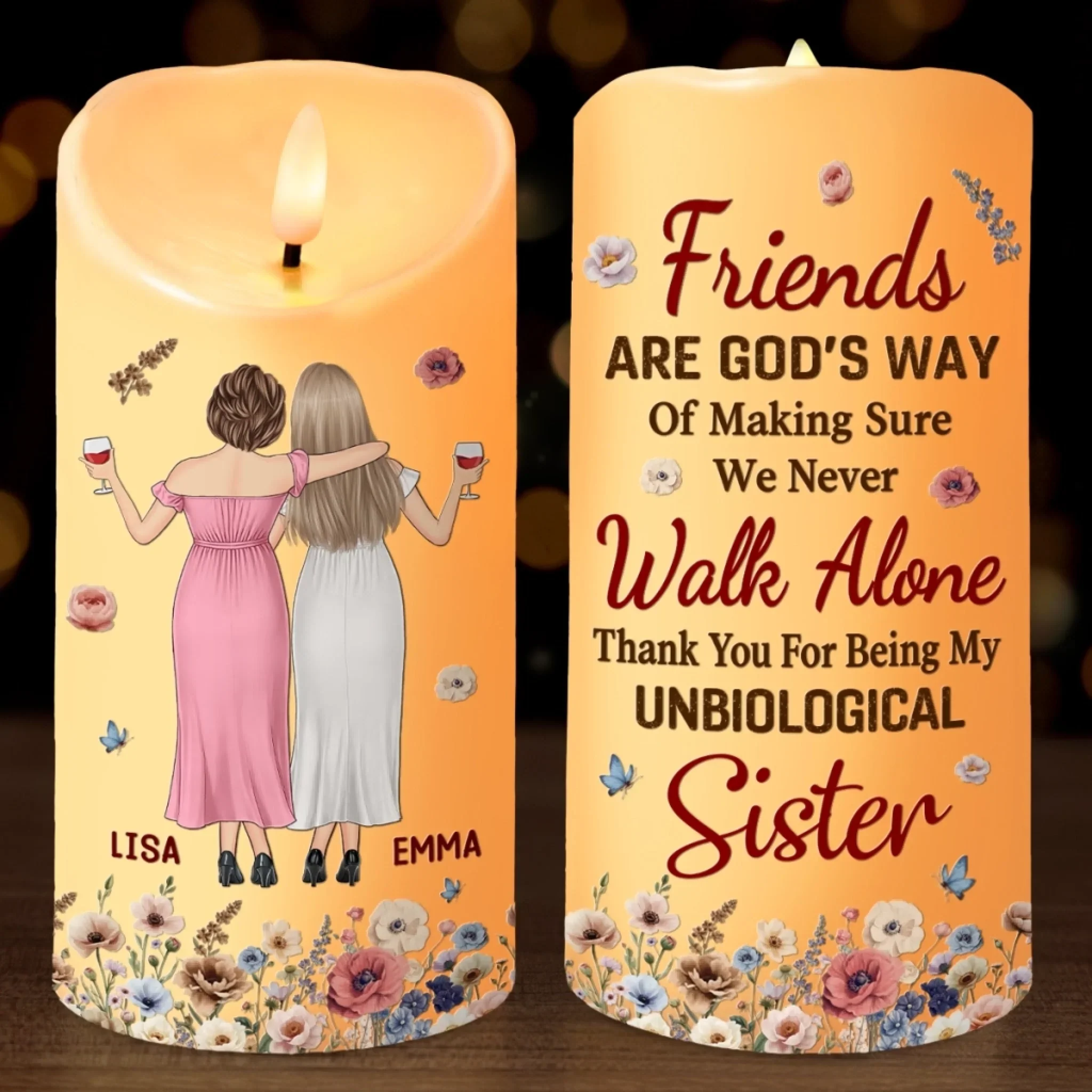 Custom LED Candle - Personalized Best Friend Birthday Gifts For Women, Besties, Sisters, BFF - Moments Glow Brighter - Robaser
