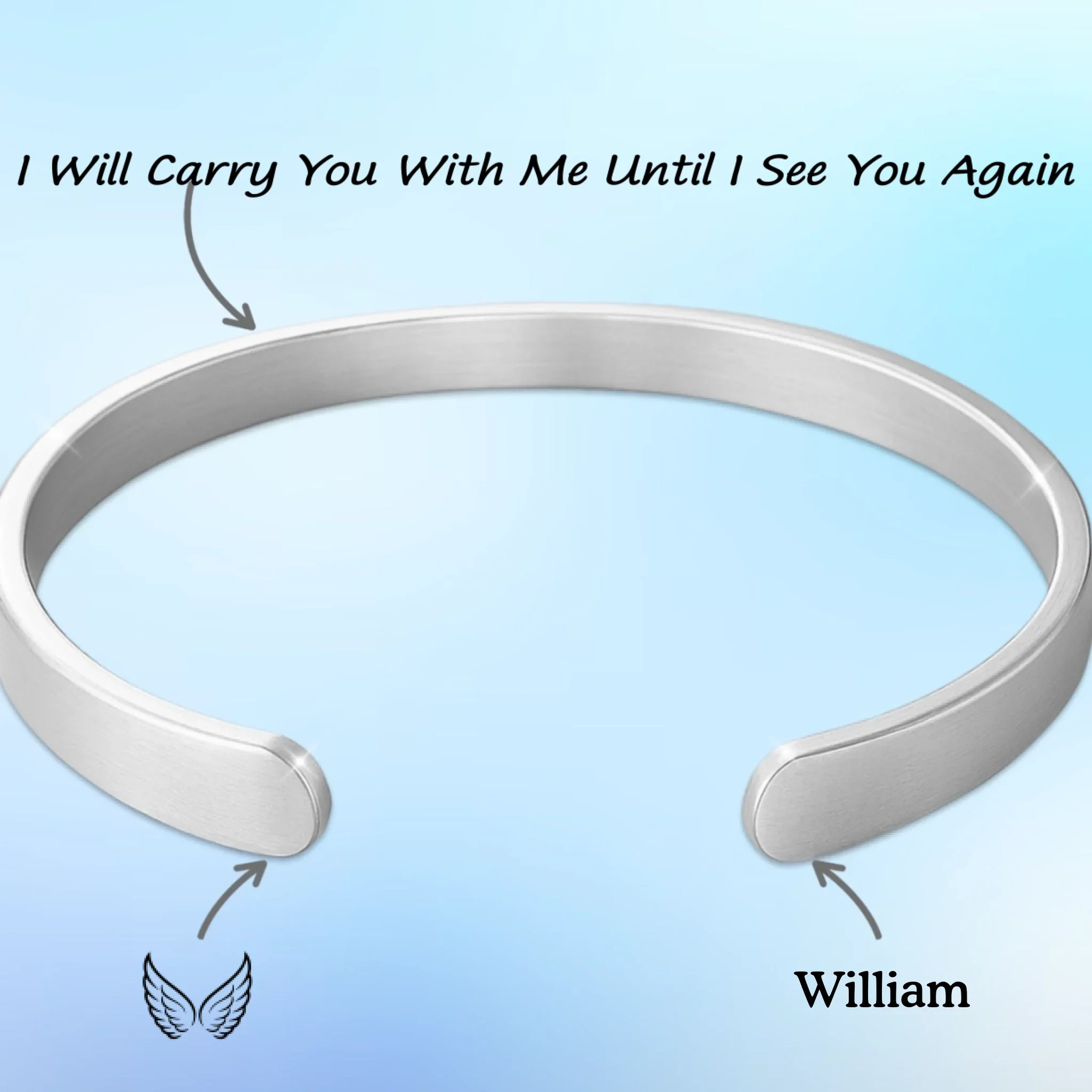 Custom Engraved Stainless Steel Cuff Bracelet - Personalized Memorial Sympathy Gifts For Loss Of Mom, Dad - I Will Carry You With Me - Robaser