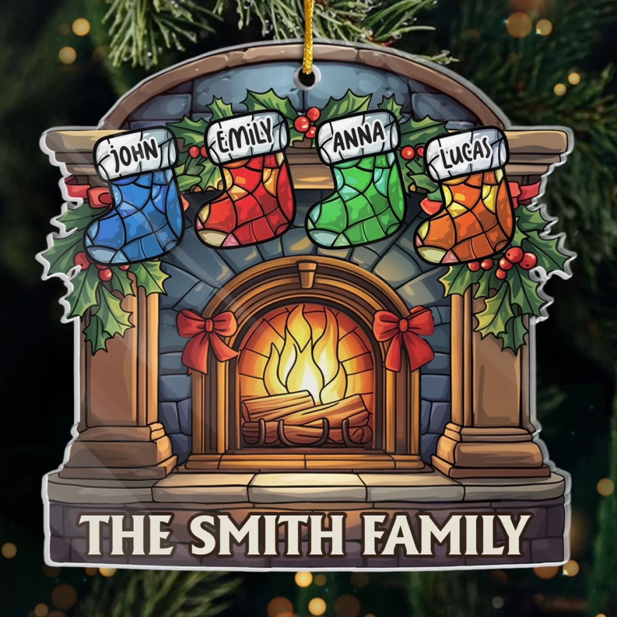 Custom Acrylic Ornament - Personalized Christmas Birthday Gifts For Mom, Dad, Kids - Stocking Up On Love - Robaser