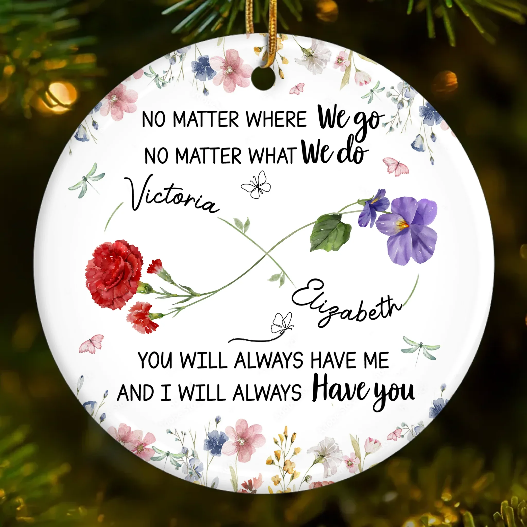 Custom Ceramic Ornament - Personalized Best Friend Christmas Birthday Gifts For Women, Besties, Sisters, BFF - Different Paths, Same Bond - Robaser