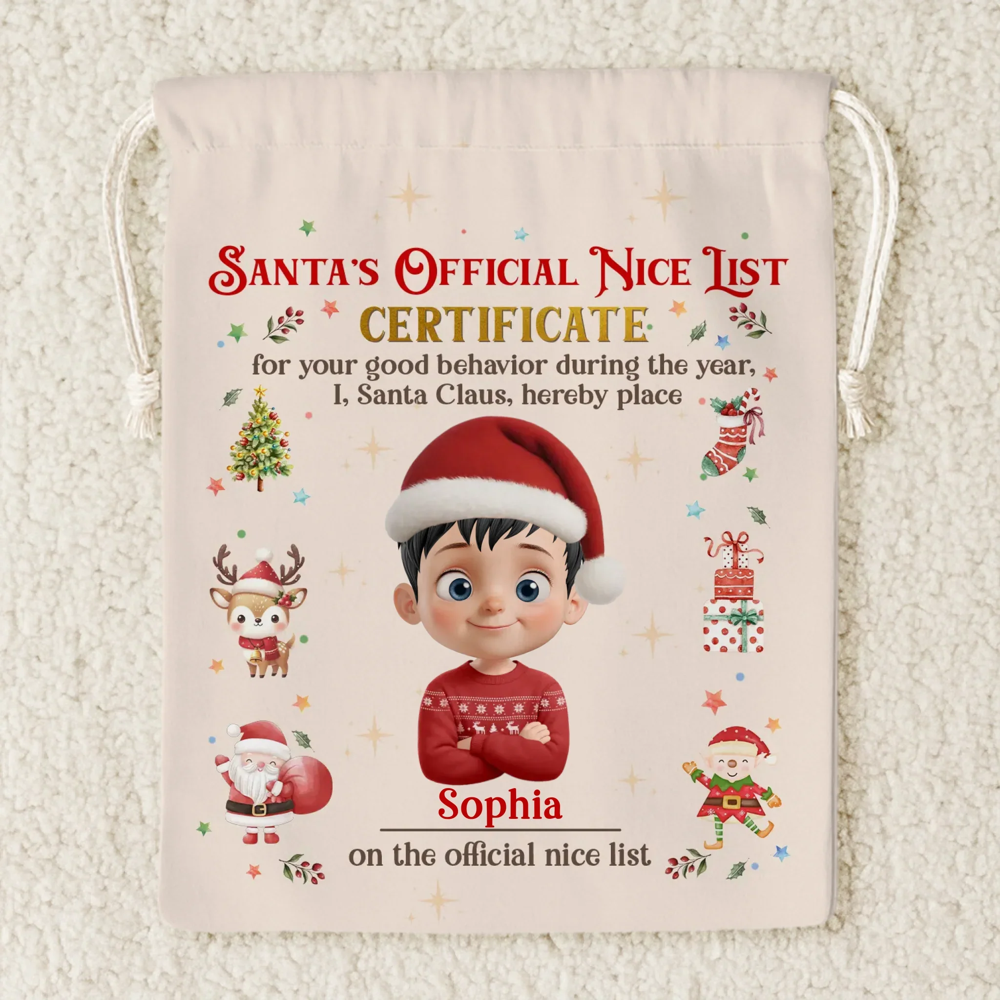 Custom Favor Bag - Personalized Christmas Birthday Gifts For Kids - Tiny Joys Sparkling Nights - Robaser