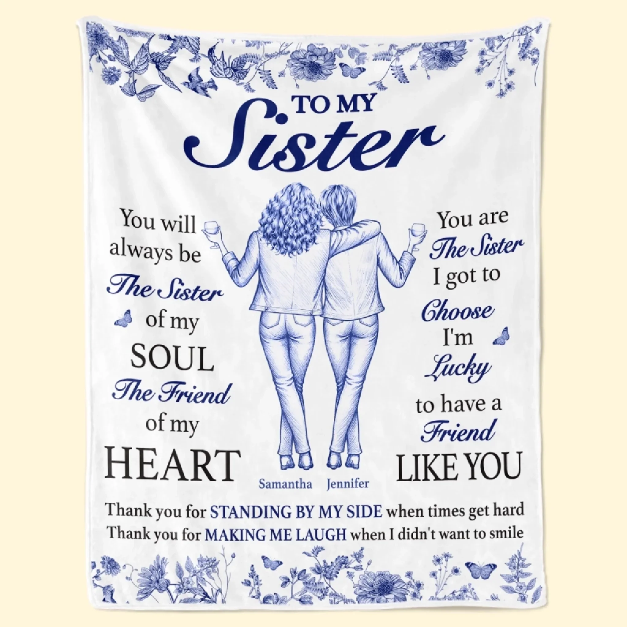 Custom Blanket - Personalized Best Friend Birthday Gifts For Women, Besties, Sisters, BFF - Lucky To Have A Friend Like You - Robaser