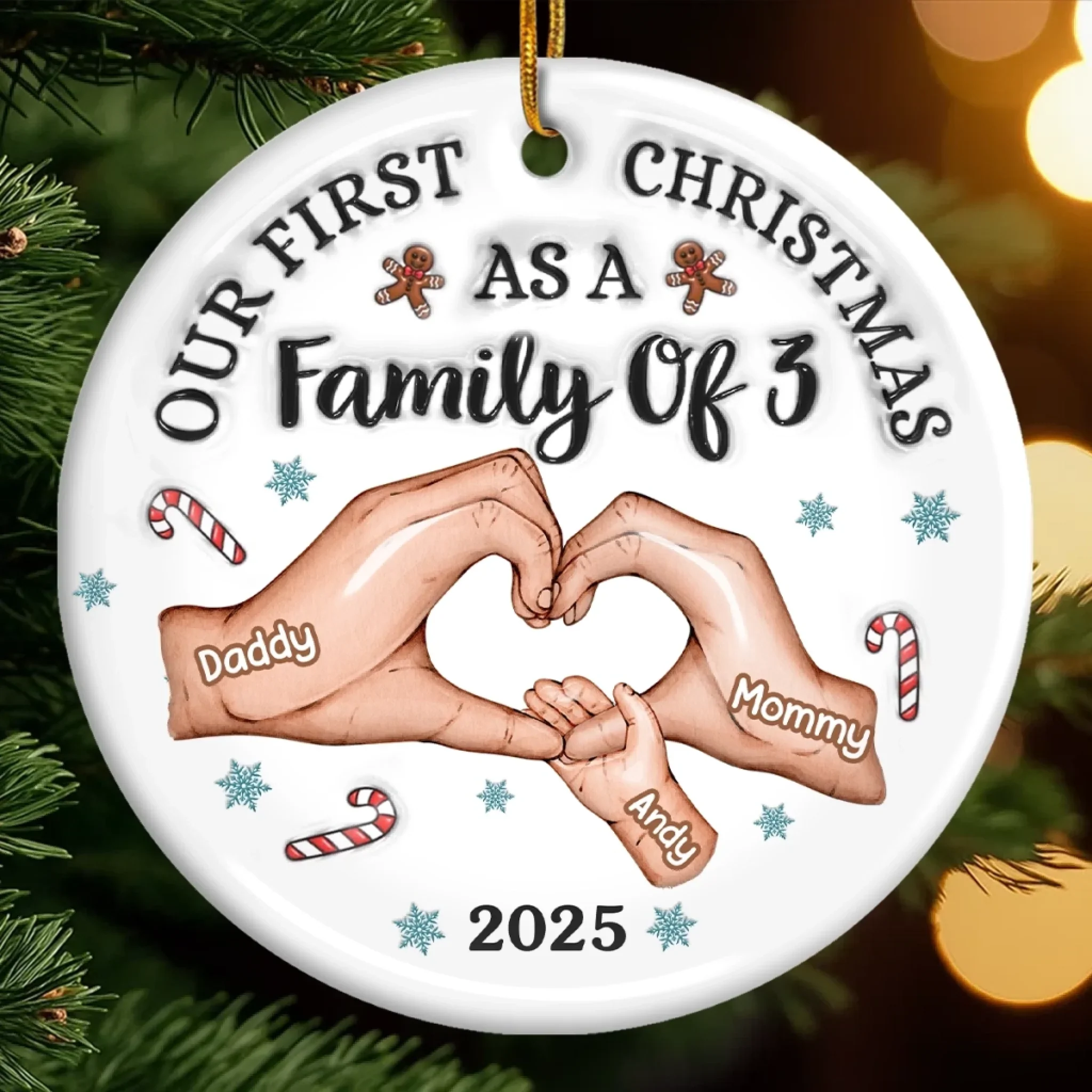 Custom First Christmas Ceramic Ornament - Personalized Christmas Birthday Gifts For Mom, Dad, Brother, Sister, Kids - Together Is Our Best Place - Robaser