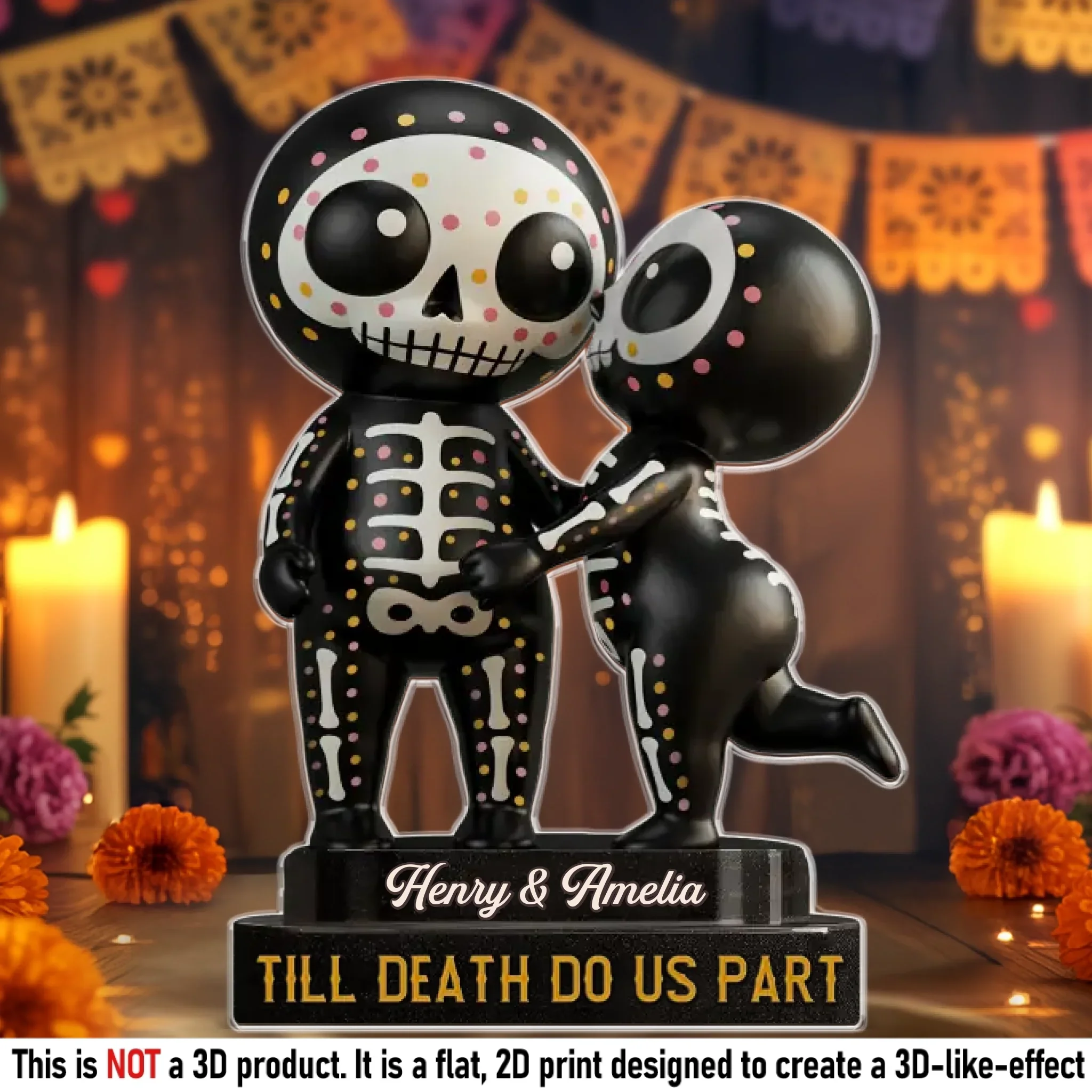 Custom Gothic Skeleton Acrylic Plaque - Personalized Anniversary Wedding Gifts For Husband And Wife, Him And Her - Hauntingly In Love Forever - Robaser