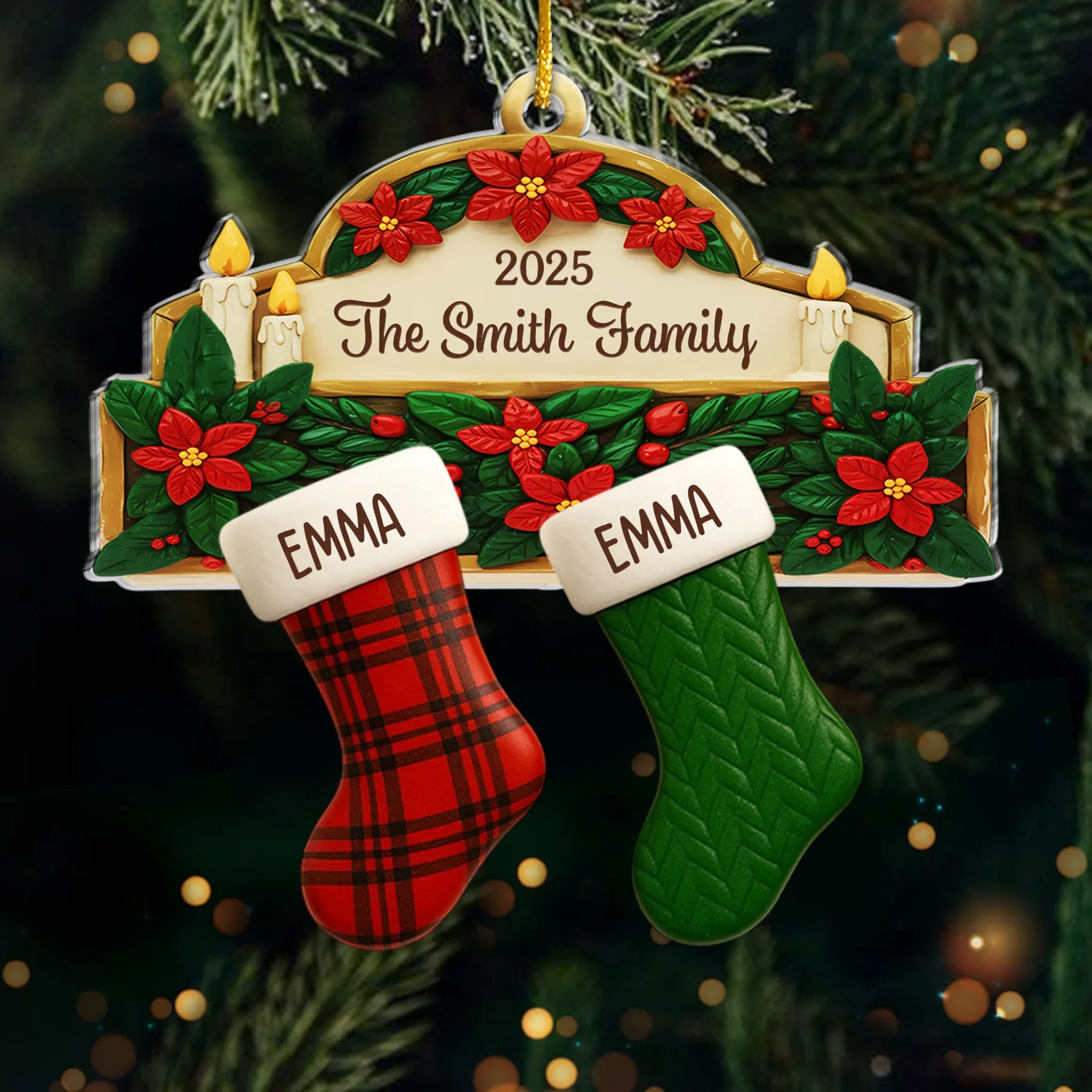 Custom Acrylic Ornament - Personalized Christmas Birthday Gifts For Mom, Dad, Kids - Hung Together, Loved Forever - Robaser