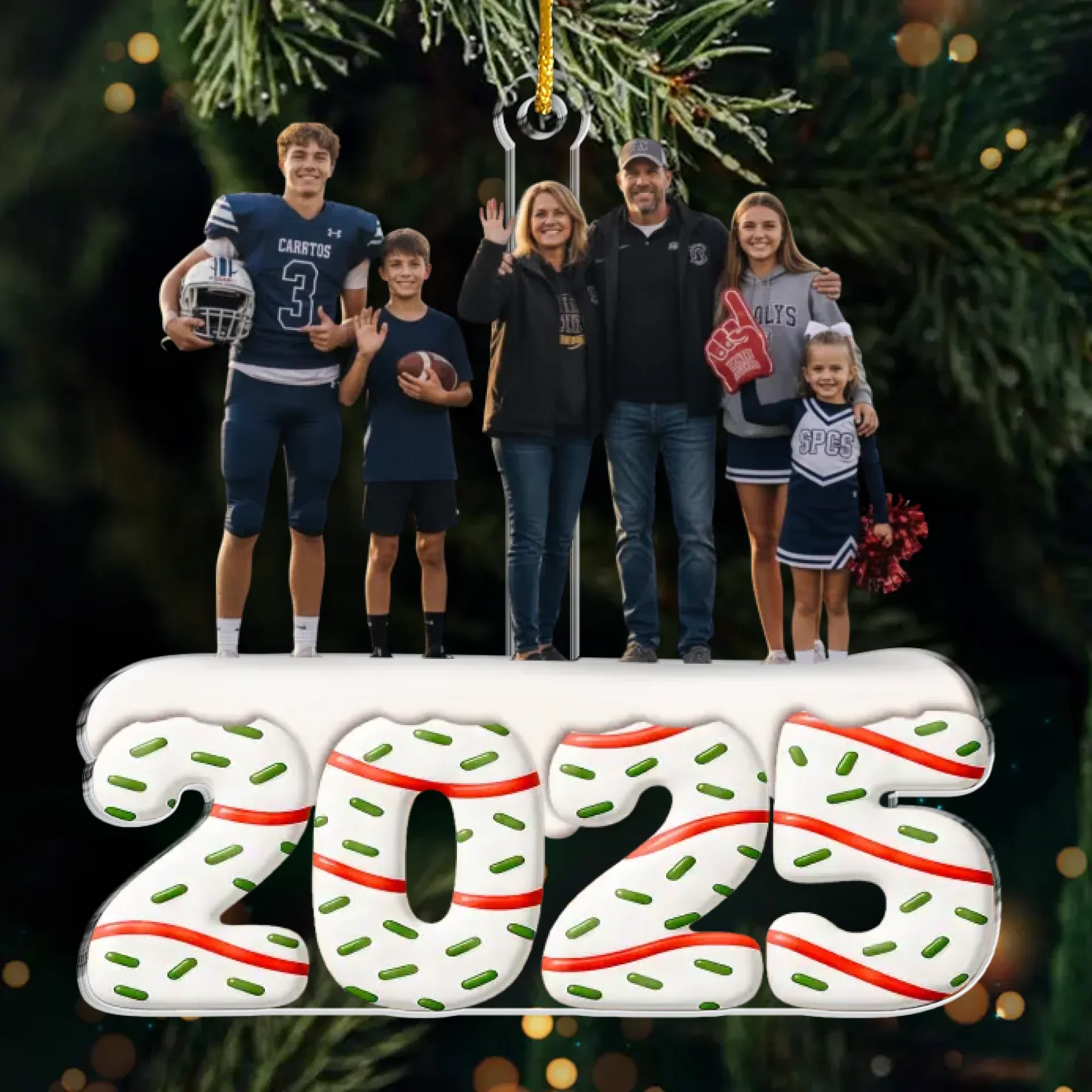 Custom Photo Acrylic Ornament - Personalized Christmas Birthday American Football Gifts For Football Lovers, Sports Fans, Sports Lovers - Our Biggest Fans - Robaser