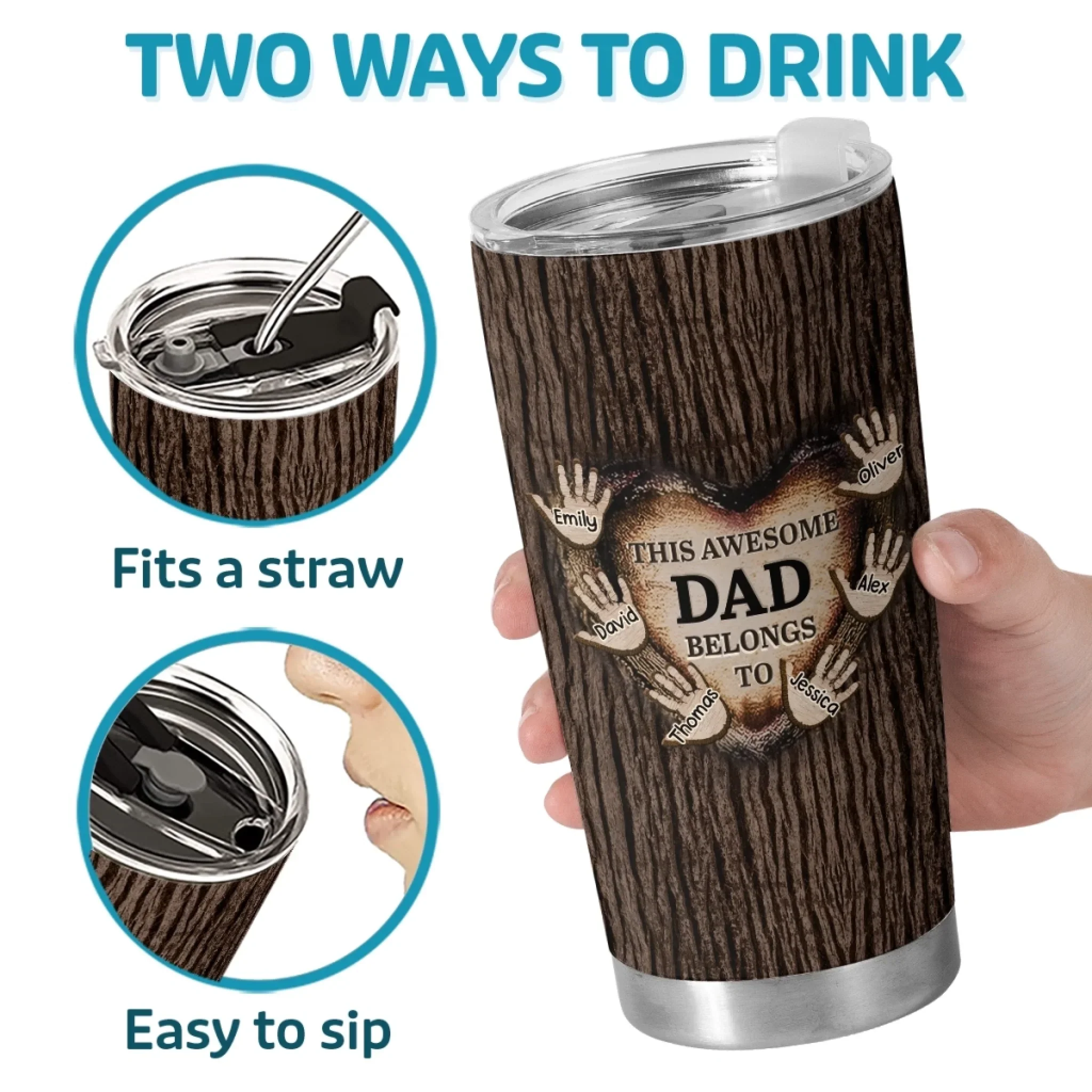 Loved By The Littlest Hands - Family Personalized Custom Tumbler - Father's Day, Gift For Dad, Grandpa - Robaser