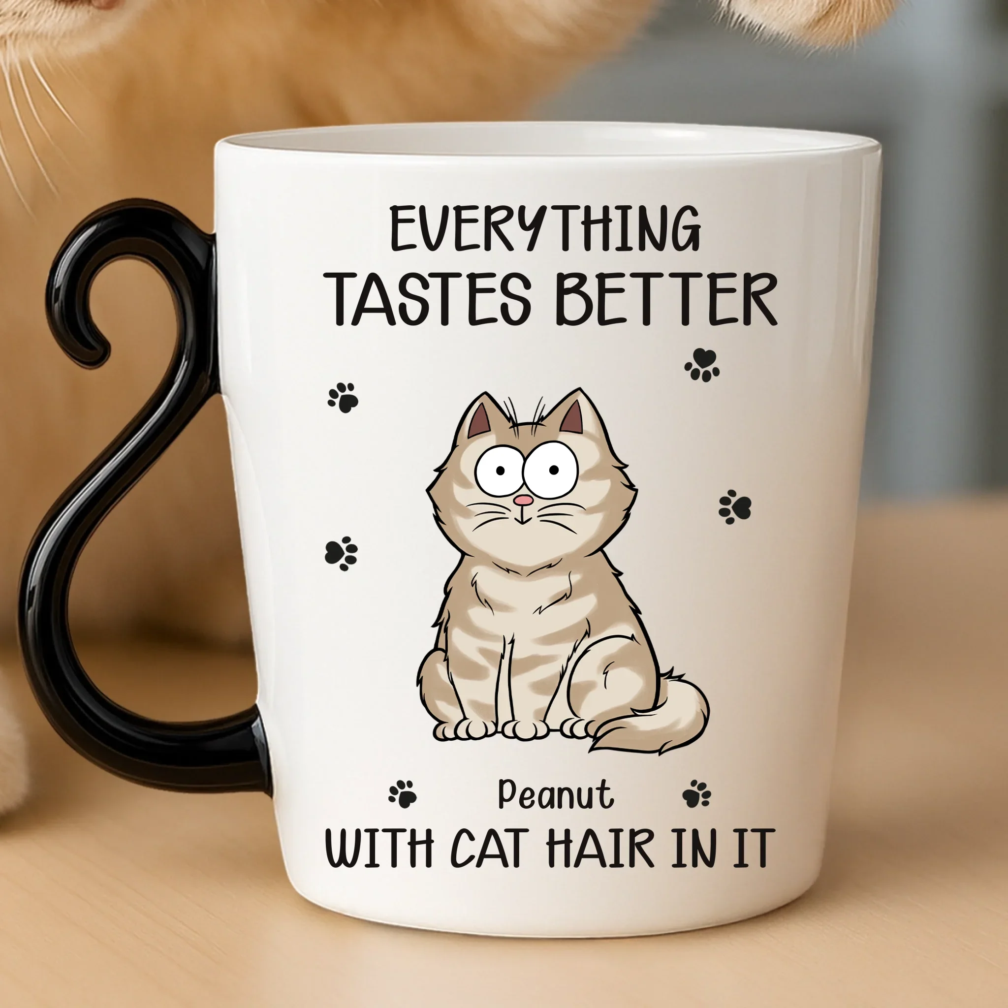 Custom 12oz Cat Handle Ceramic Mug - Personalized Birthday Gifts For Cat Lovers, Cat Mom And Dad - Cat Hair, Don  t Care - Robaser