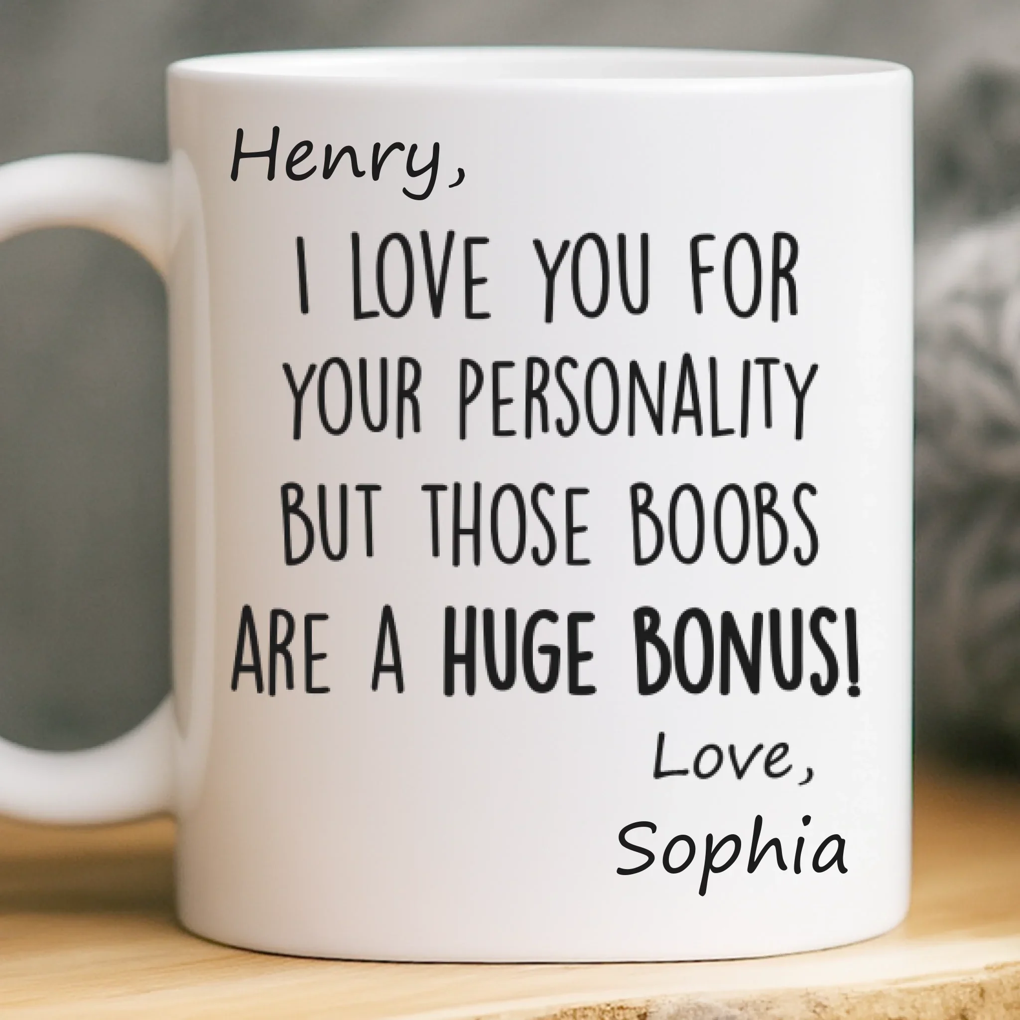 Custom Mug - Personalized Anniversary Christmas Wedding Gifts For Husband And Wife, Him And Her - My Emotional Support Human - Robaser
