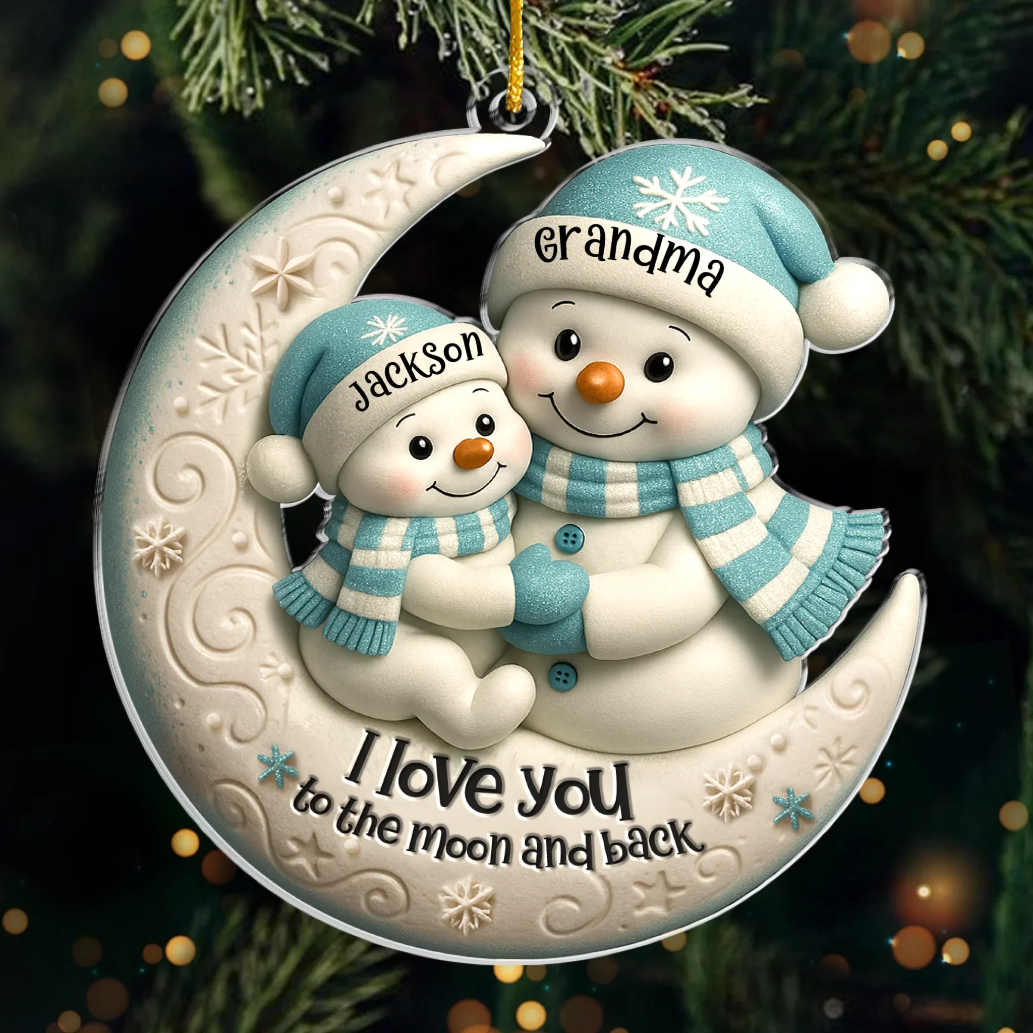 Custom Acrylic Ornament - Personalized Christmas Birthday Gifts For Mom, Grandma - Love You To The Moon - Robaser
