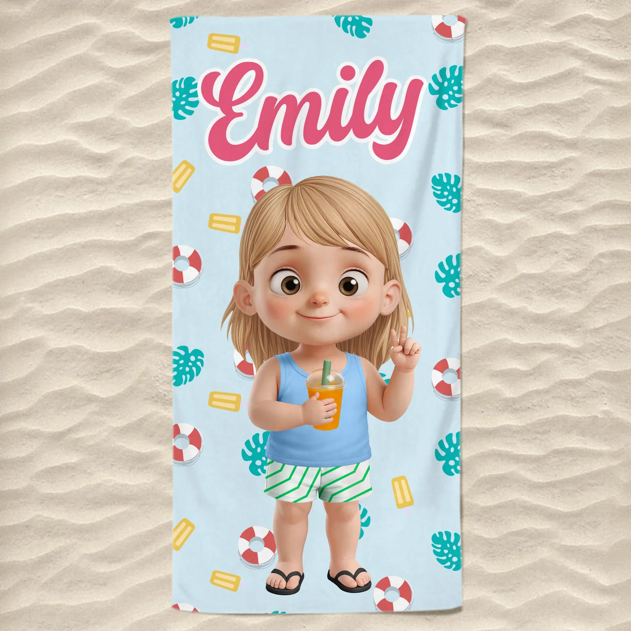 Custom Beach Towel - Personalized Summer Vacation And Travel Gifts For Family, Kids - Summer Splash Vibes Only - Robaser