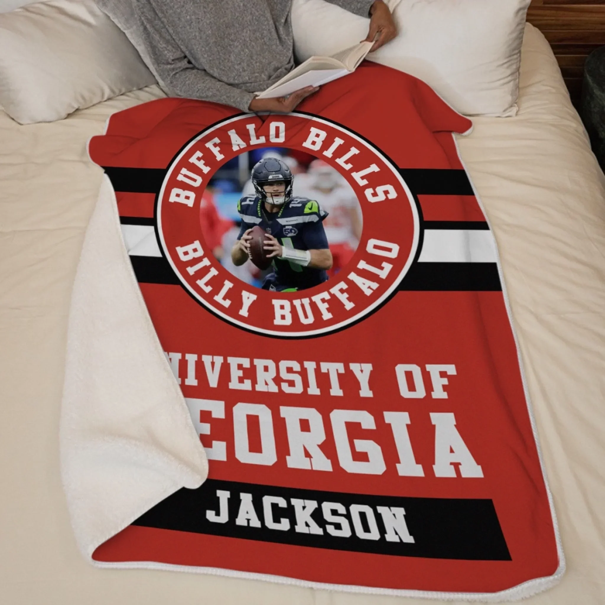 Custom Photo Football Blanket - Personalized Gift For Birthday, Football Football Lovers, NFL Fans, Sport Lovers, Senior Graduation Gift - University Logo And Team - Robaser
