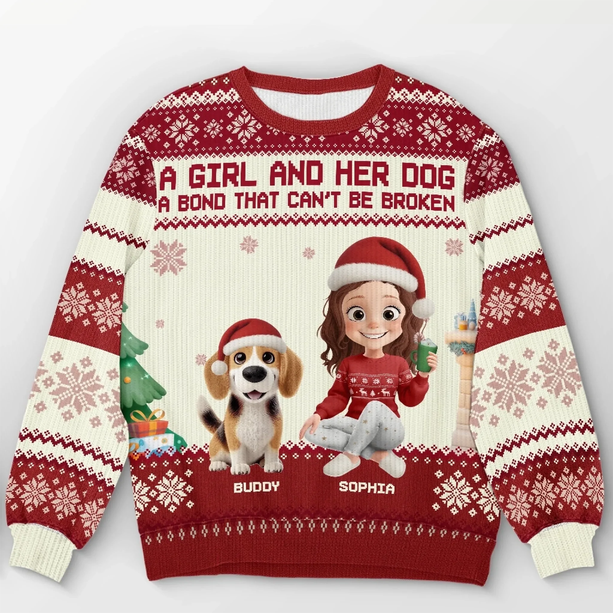 Custom Unisex Ugly Sweatshirt - Personalized  Christmas Birthday Gifts For Dog Cat Lovers, Dog Dad And Mom, Cat Owners - Life Is Better With My Fur Babies - Robaser