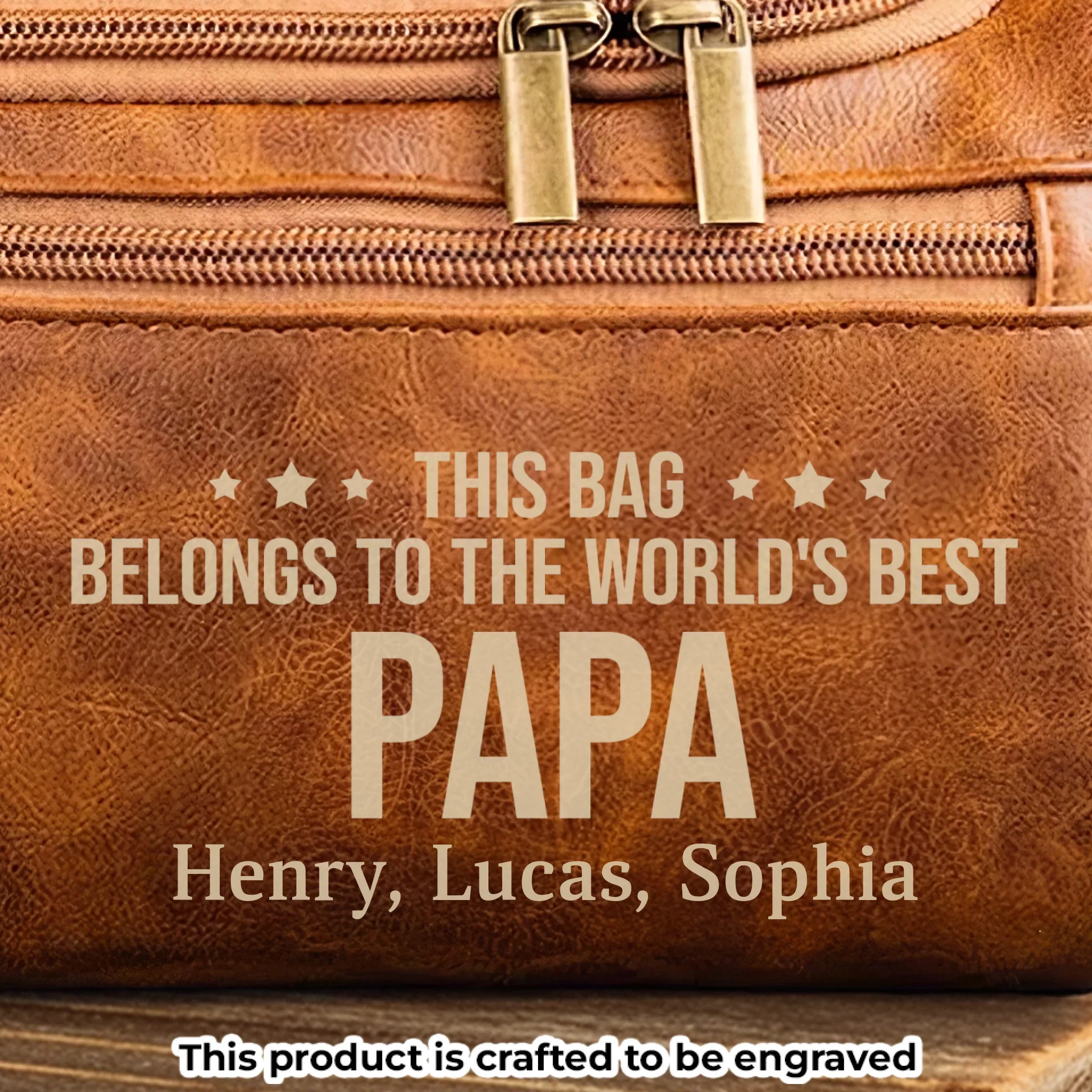 Custom Engraved Leather Toiletry Bag - Personalized Birthday Gifts For Dad, Grandpa - Guided By Their Endless Love - Robaser