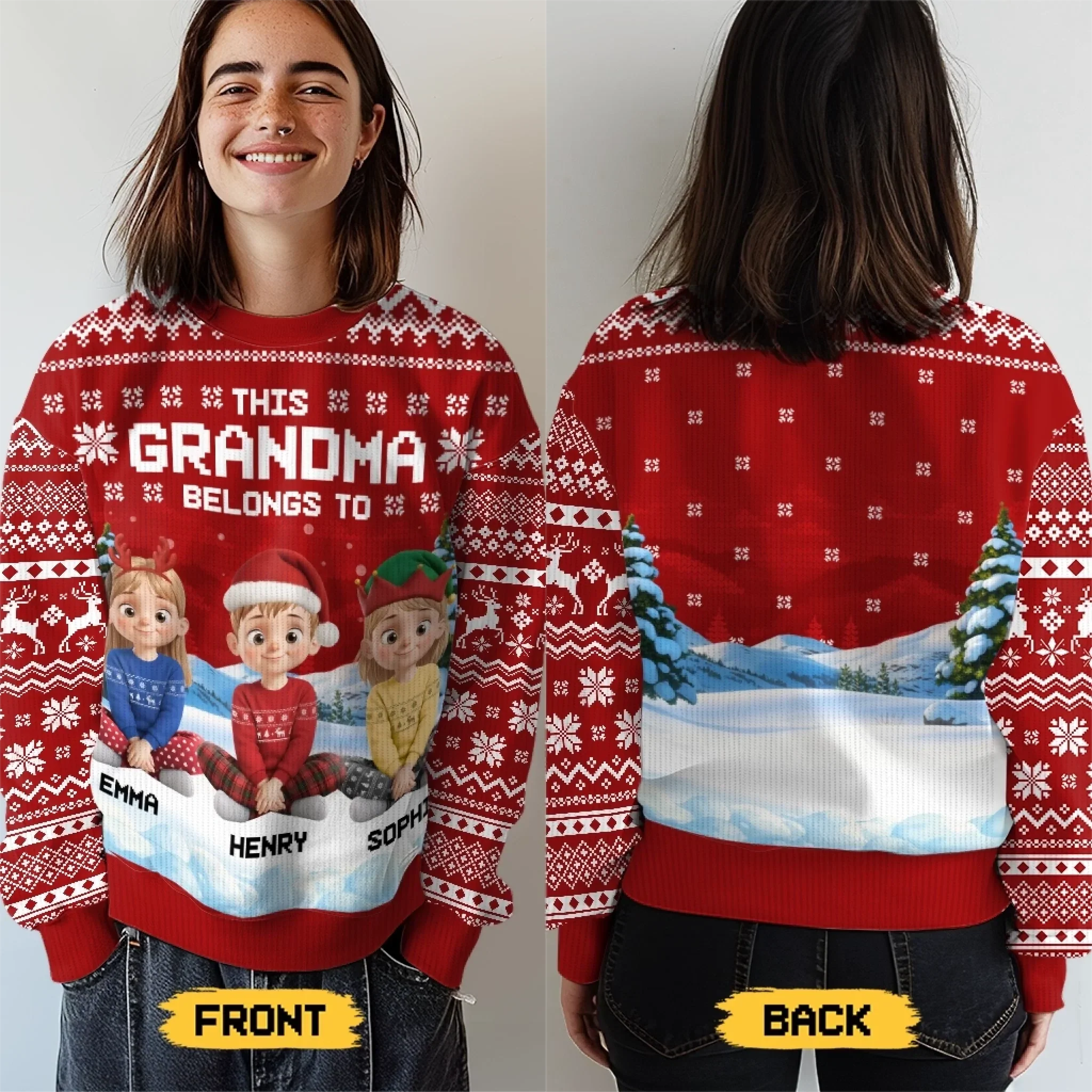 Custom Unisex Ugly Sweatshirt - Personalized Christmas Birthday Gifts For Mom, Grandma - Joyful Hearts Gather This Christmas - Robaser