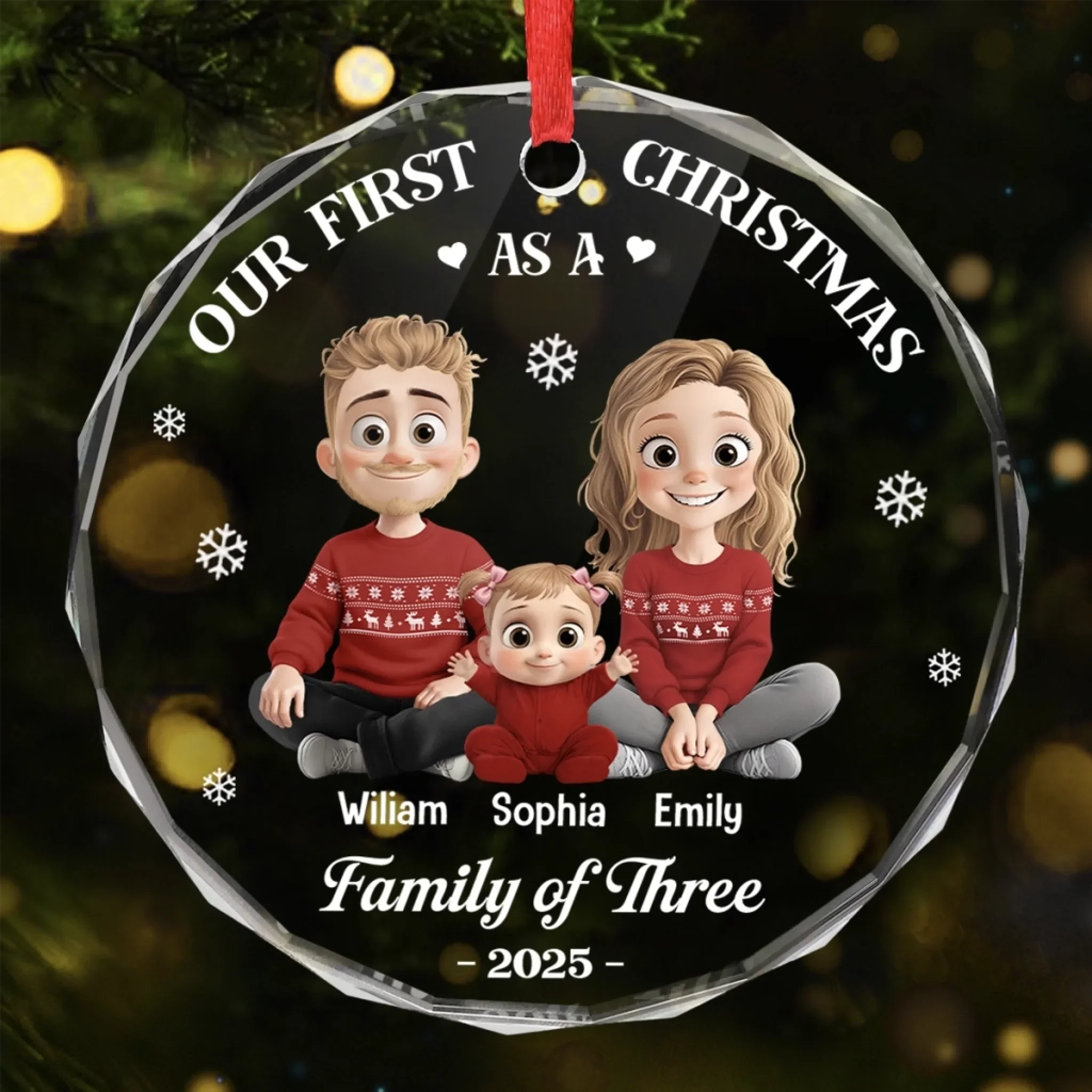 Custom Circle Glass Ornament - Personalized Christmas Birthday Gifts For Mom, Dad, Kids - Family Time Is Christmas Time - Robaser