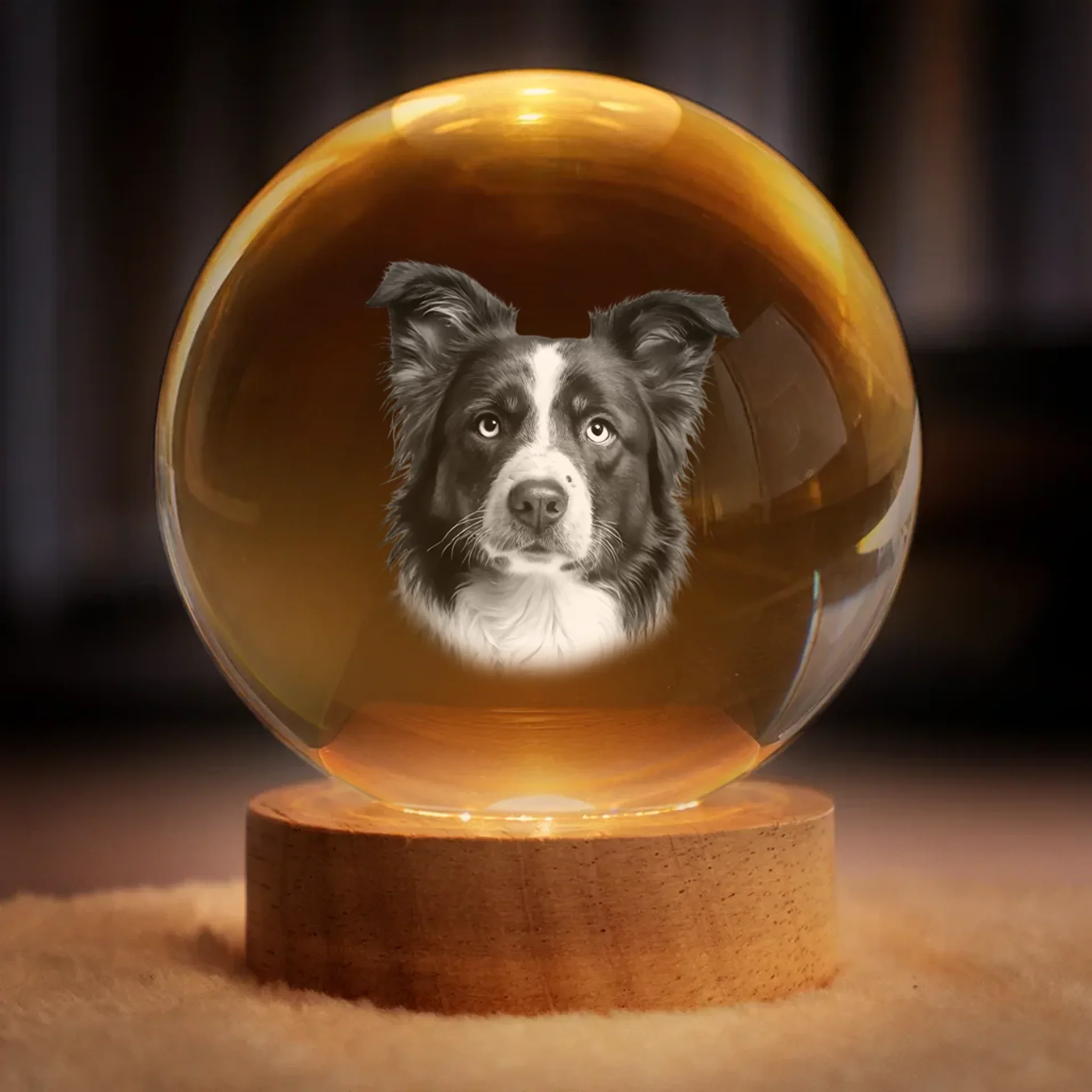 Custom Photo Crystal Globe Lamp - Personalized Pet Memorial Sympathy Gifts For Dogs, Cats - Light Carries Your Spirit - Robaser